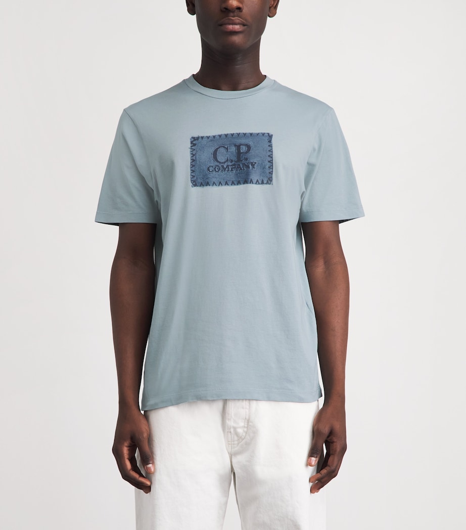 C.P. Company Mens Cotton Stamp Logo T-Shirt Silver Blue Image 4