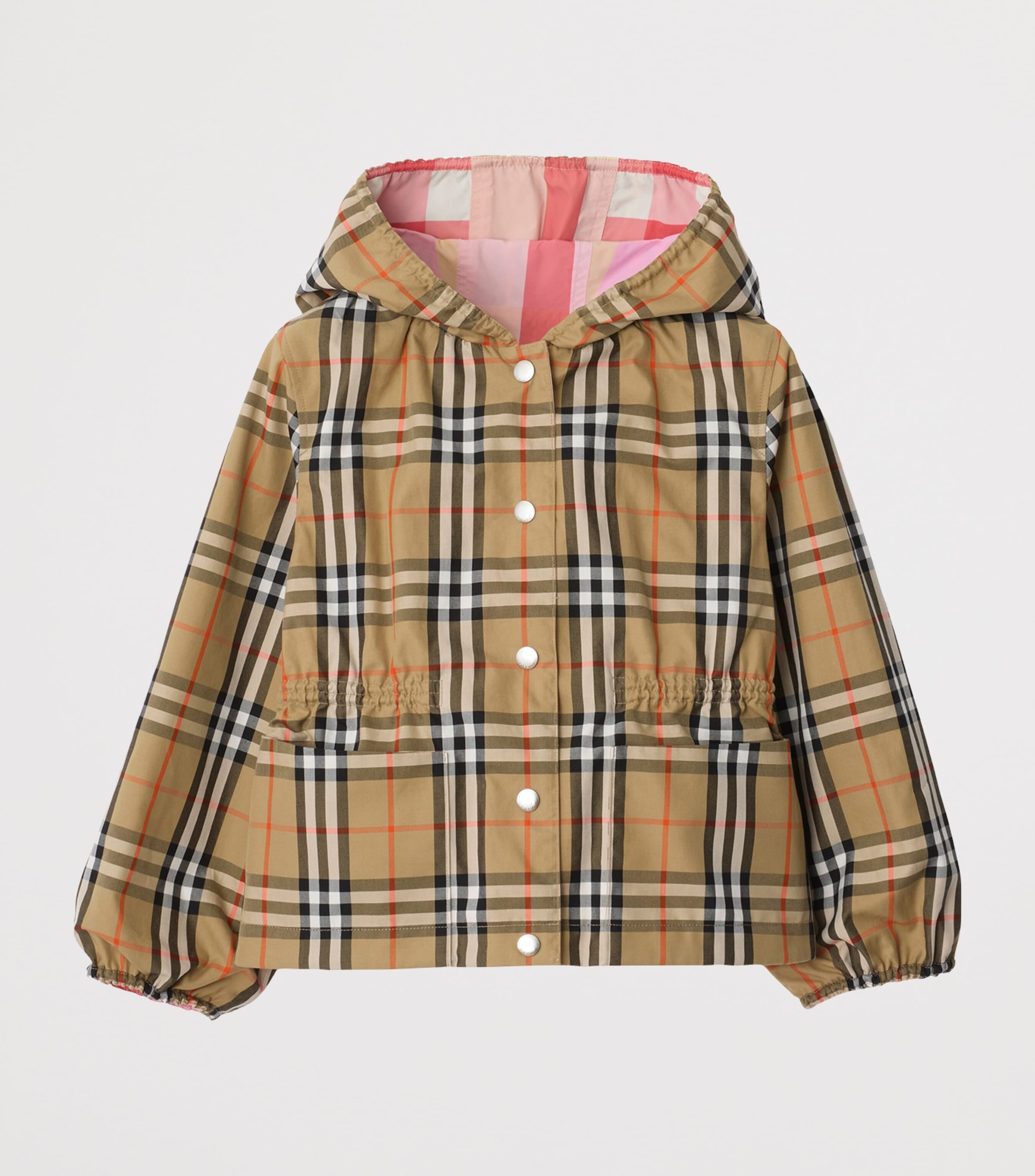 Burberry Kids Reversible Check Hooded Jacket (14 Years) Strawberry Pink Chk Image 3