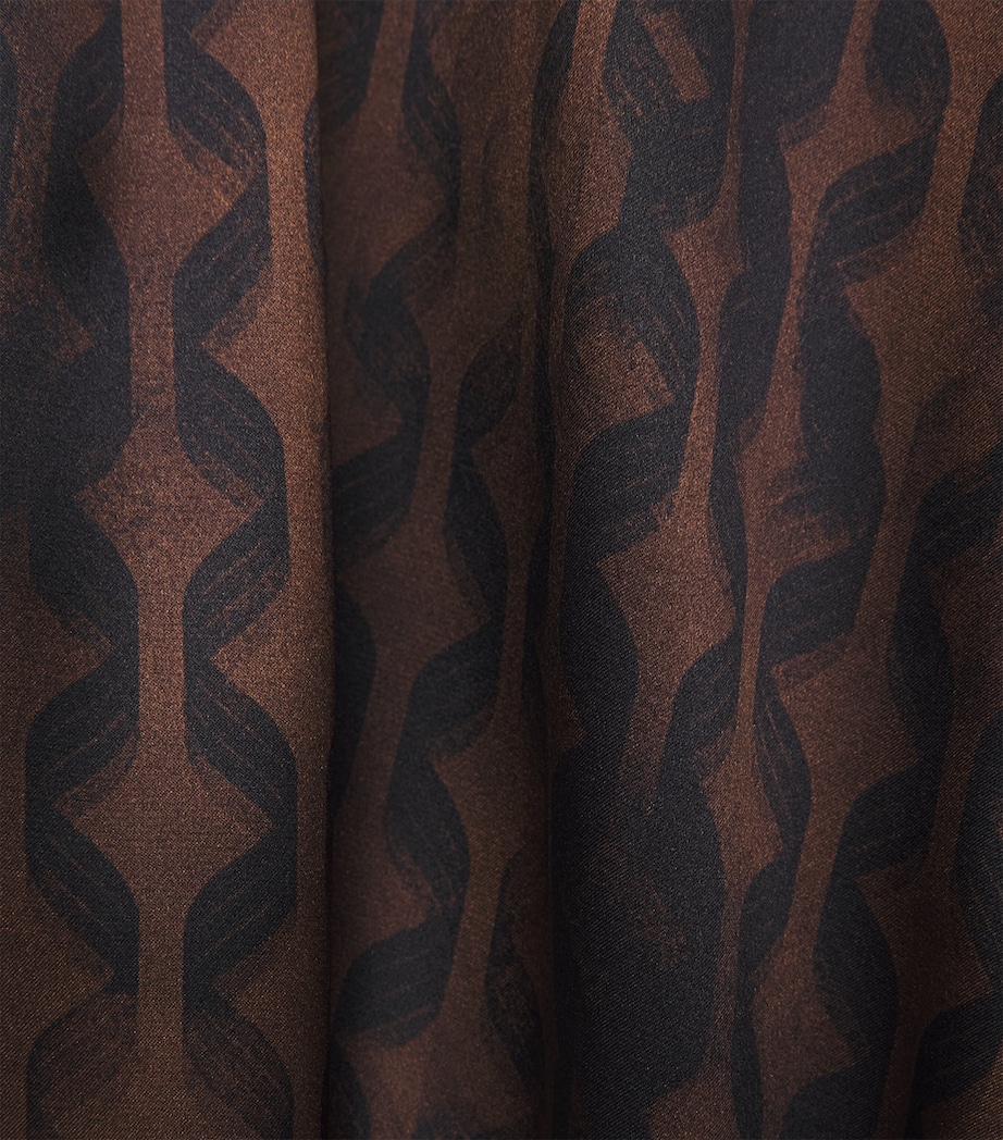 Kiton Womens Silk Printed Midi Dress Brown & Black Print Image 6