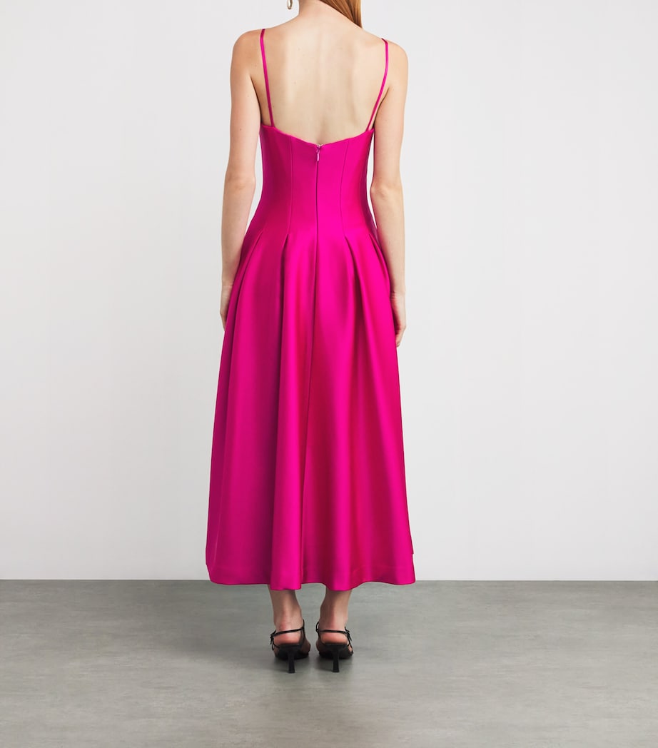 Satin Saskia Midi Dress HOT PINK Image 3