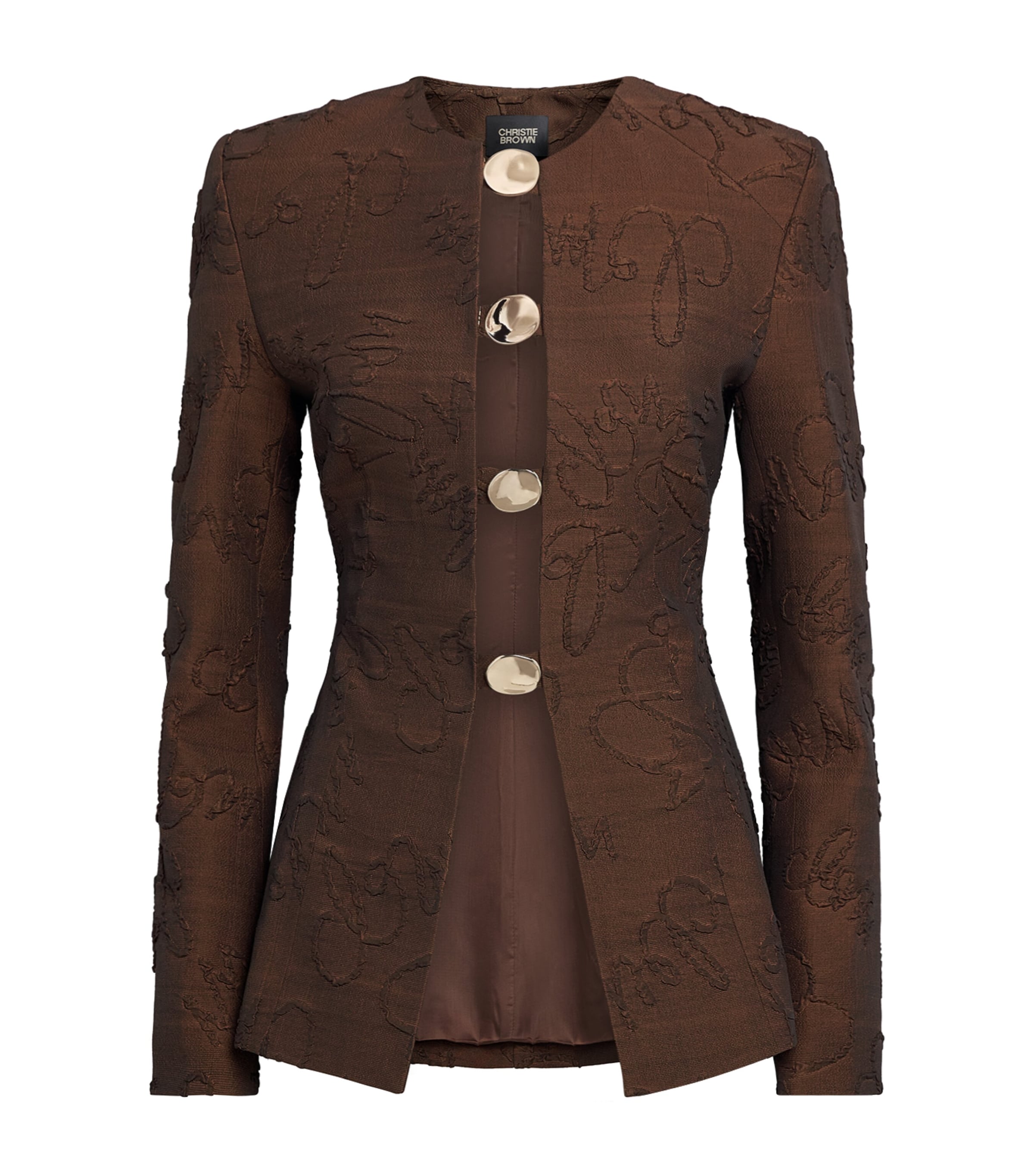 Christie Brown Brown Appliqué Button-Up Blazer | Harrods UK