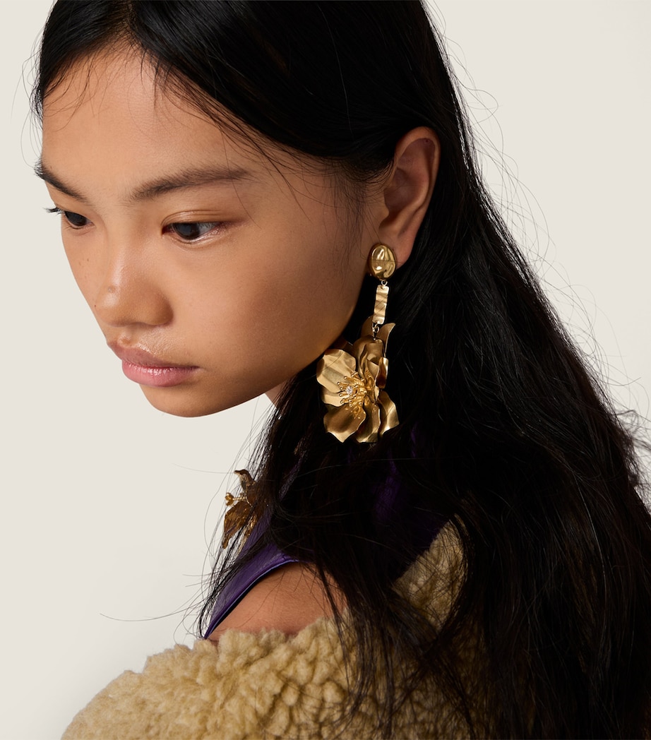 Floral Drop Clip-On Earrings F0NXA Image 2