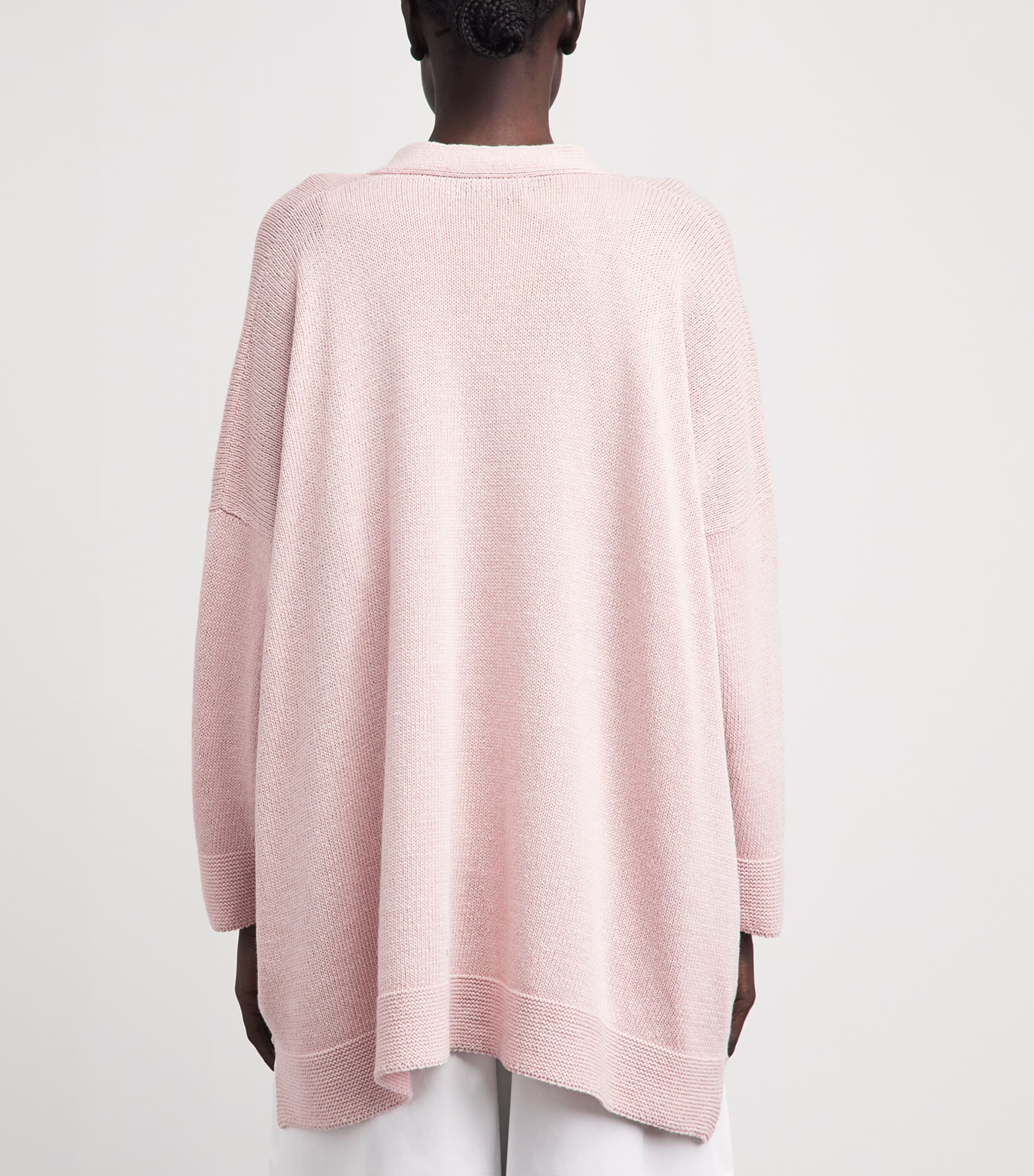 Eskandar Womens Linen-Organic Cotton V-Neck Cardigan Rosepowder Image 5