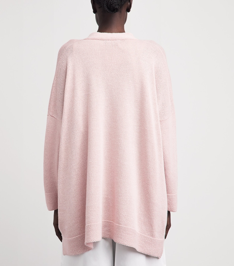 Eskandar Womens Linen-Organic Cotton V-Neck Cardigan Rosepowder Image 5