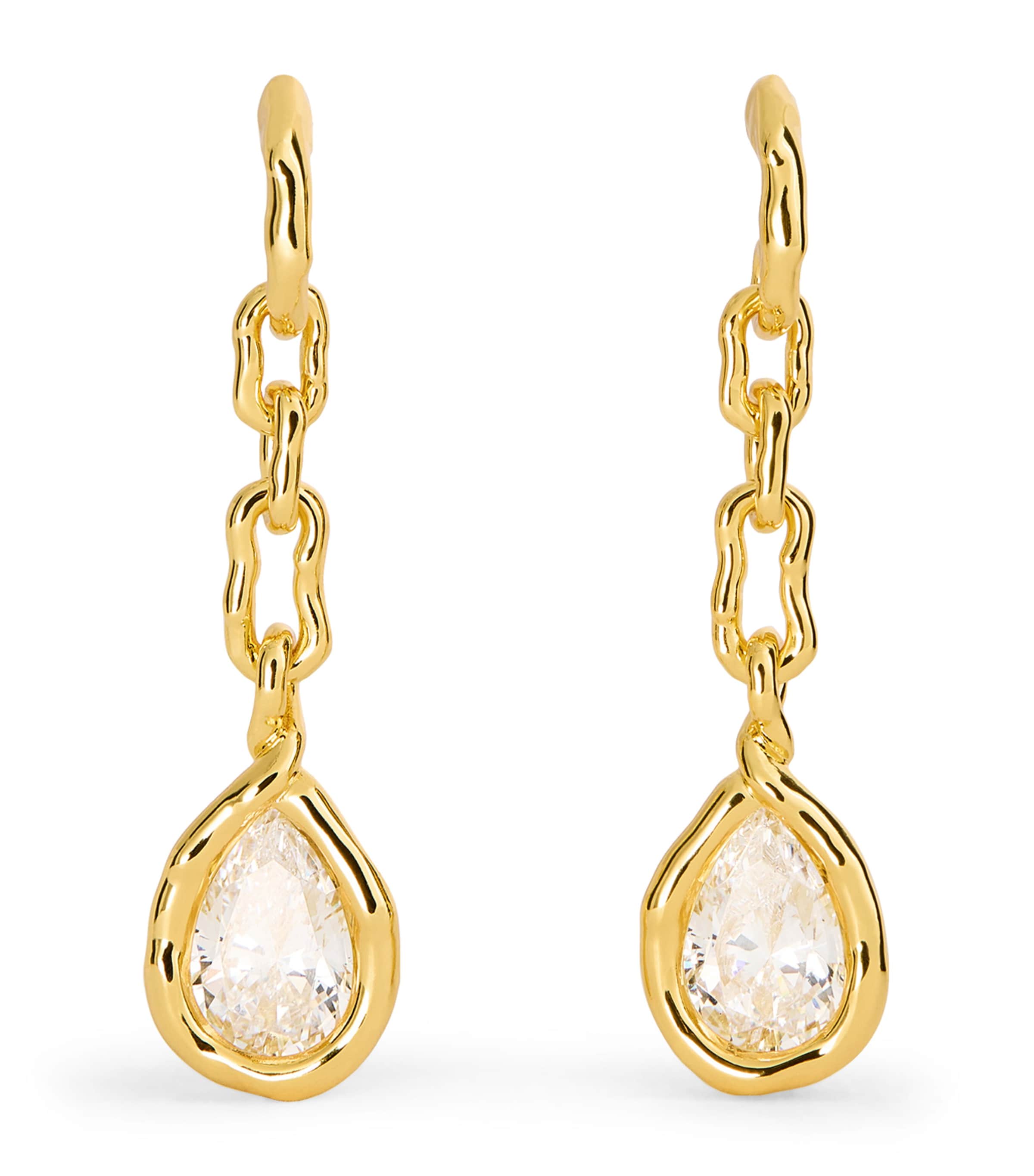 Alexis Bittar Asterales Crystal-embellished 14kt Gold-plated Drop Earrings In Gold