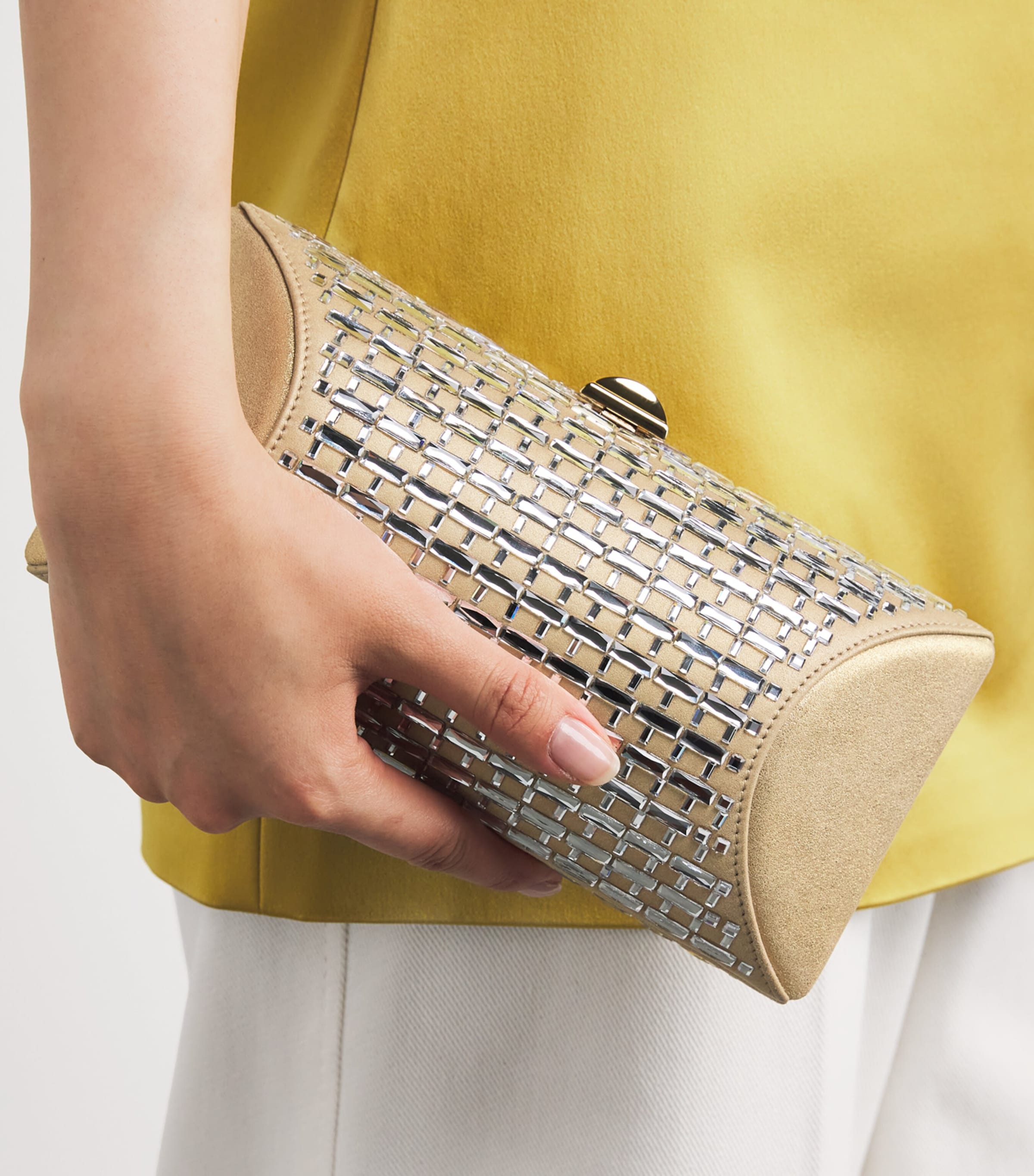 Satin Embellished Tube Plus Clutch Bag 0099 PLATINUM Image 2