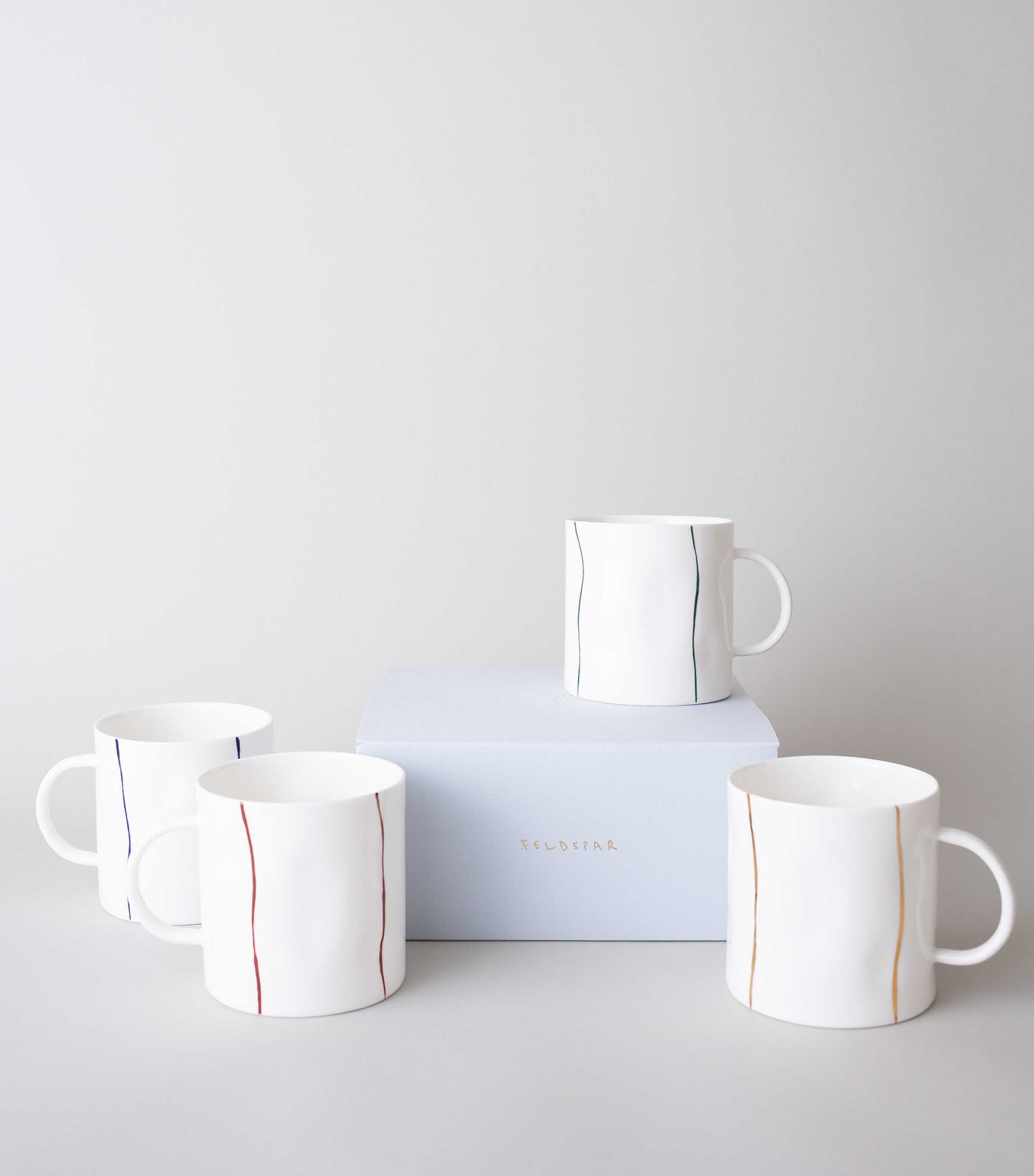 FELDSPAR Fine Bone China Stripe Tea Mug (Set of 4) Harrods Mix Image 3