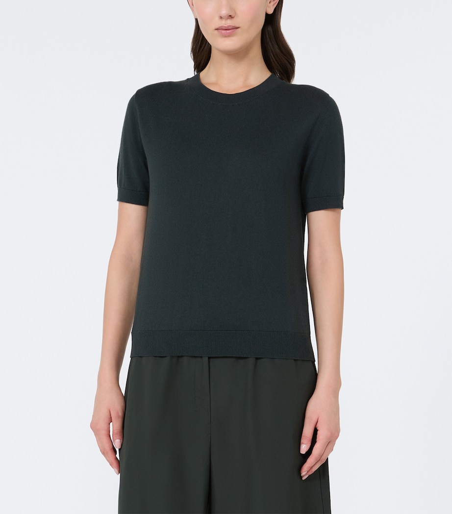 Max Mara Womens Cashmere-Blend Knitted T-Shirt Dark Green Image 3
