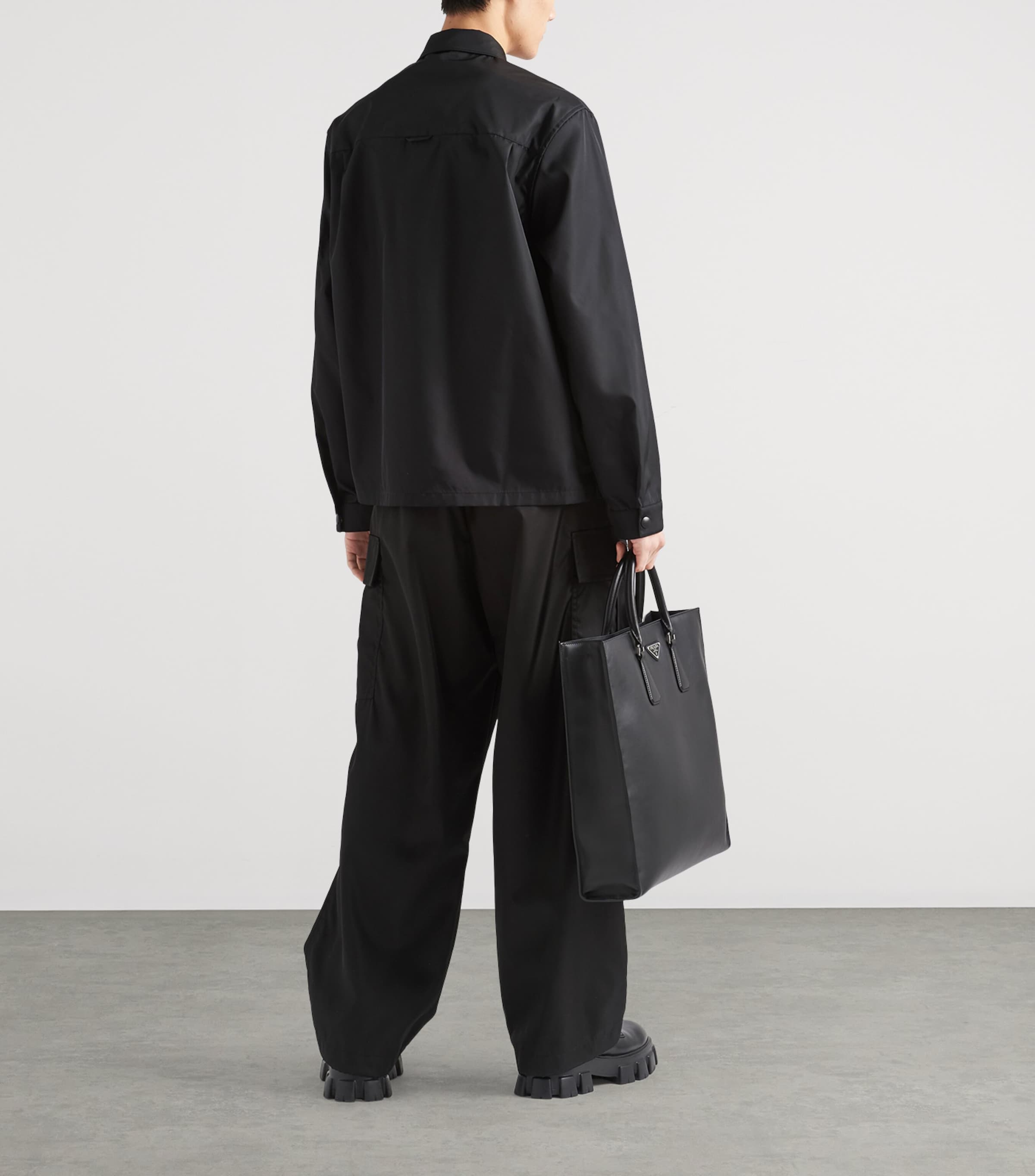 Prada Mens Re-Nylon Relaxed Shirt Black Image 3