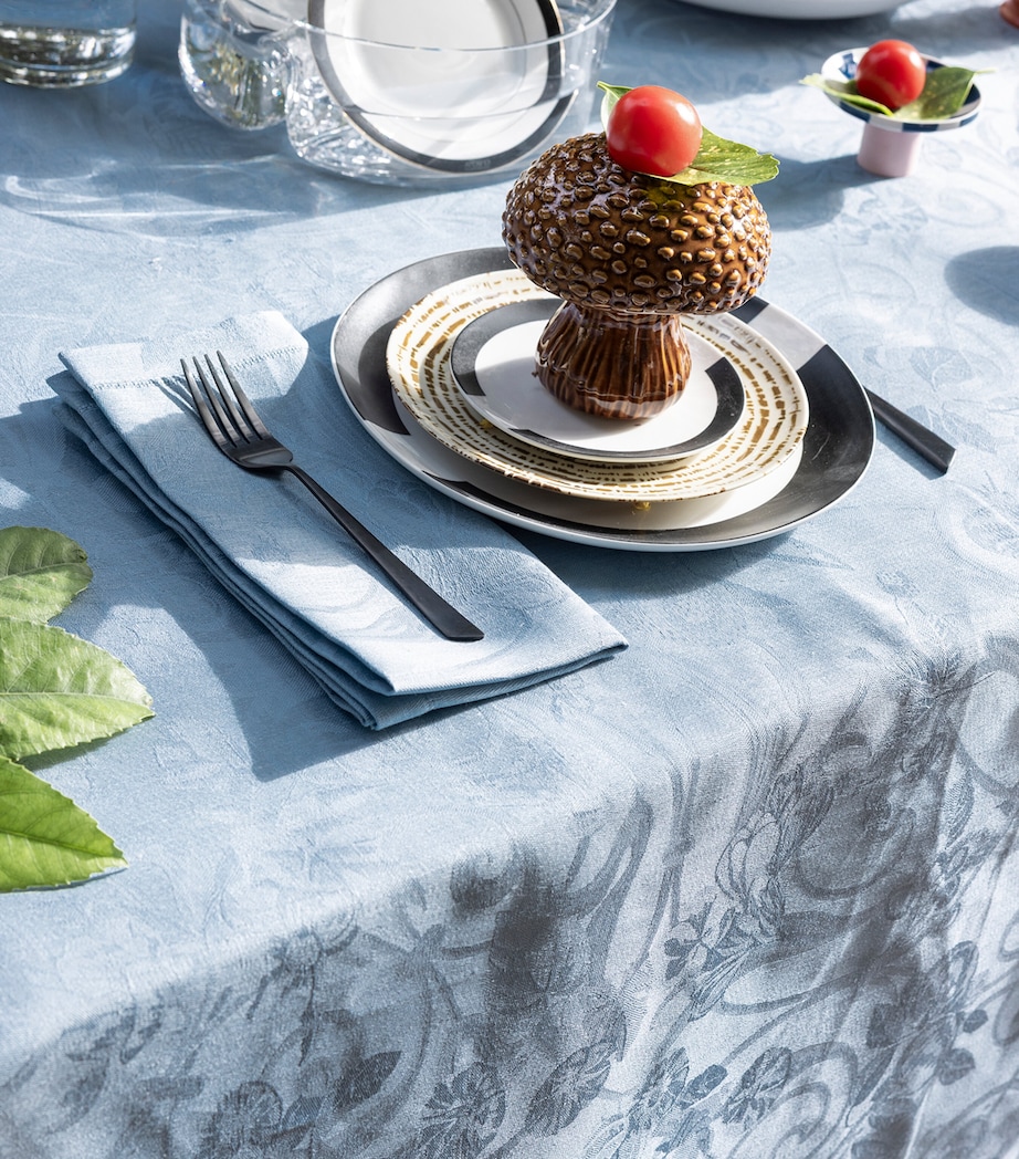 Le Jacquard Français Linen Damask Tivoli Round Tablecloth (240cm) Blue Image 2