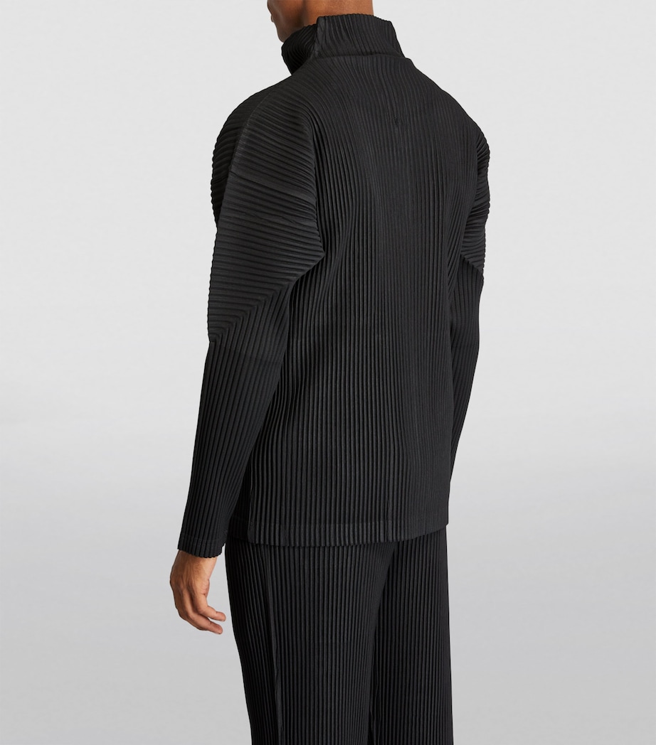 Pleated Zip-Up Cardigan 15 BLACK Image 4