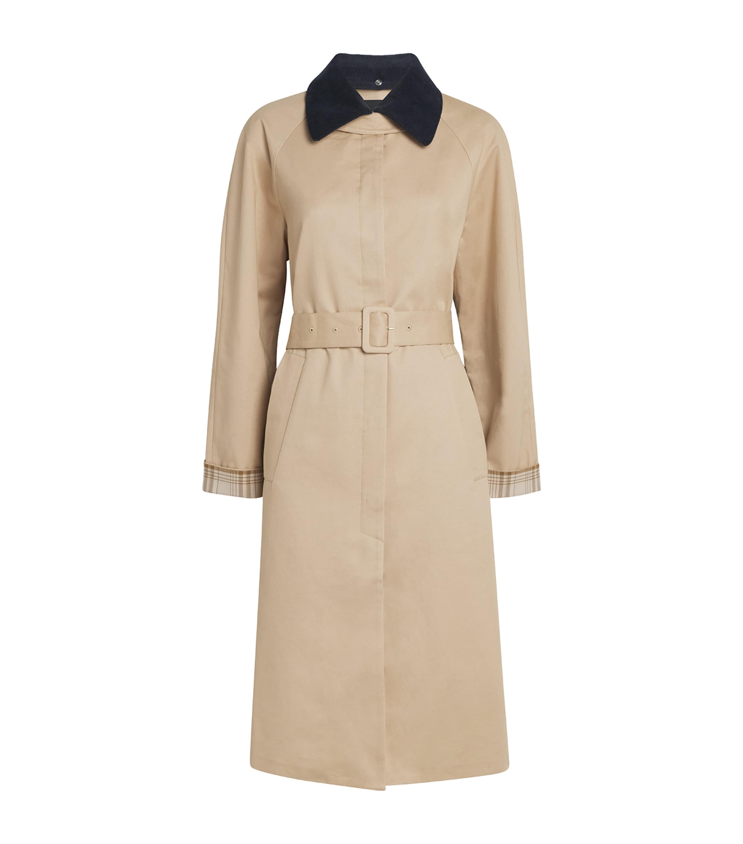 Maje Contrast Sleeve And Collar Trench In Neutral