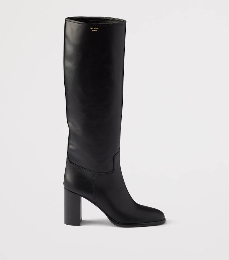Prada Leather Knee-High Boots 85 Black Image 2