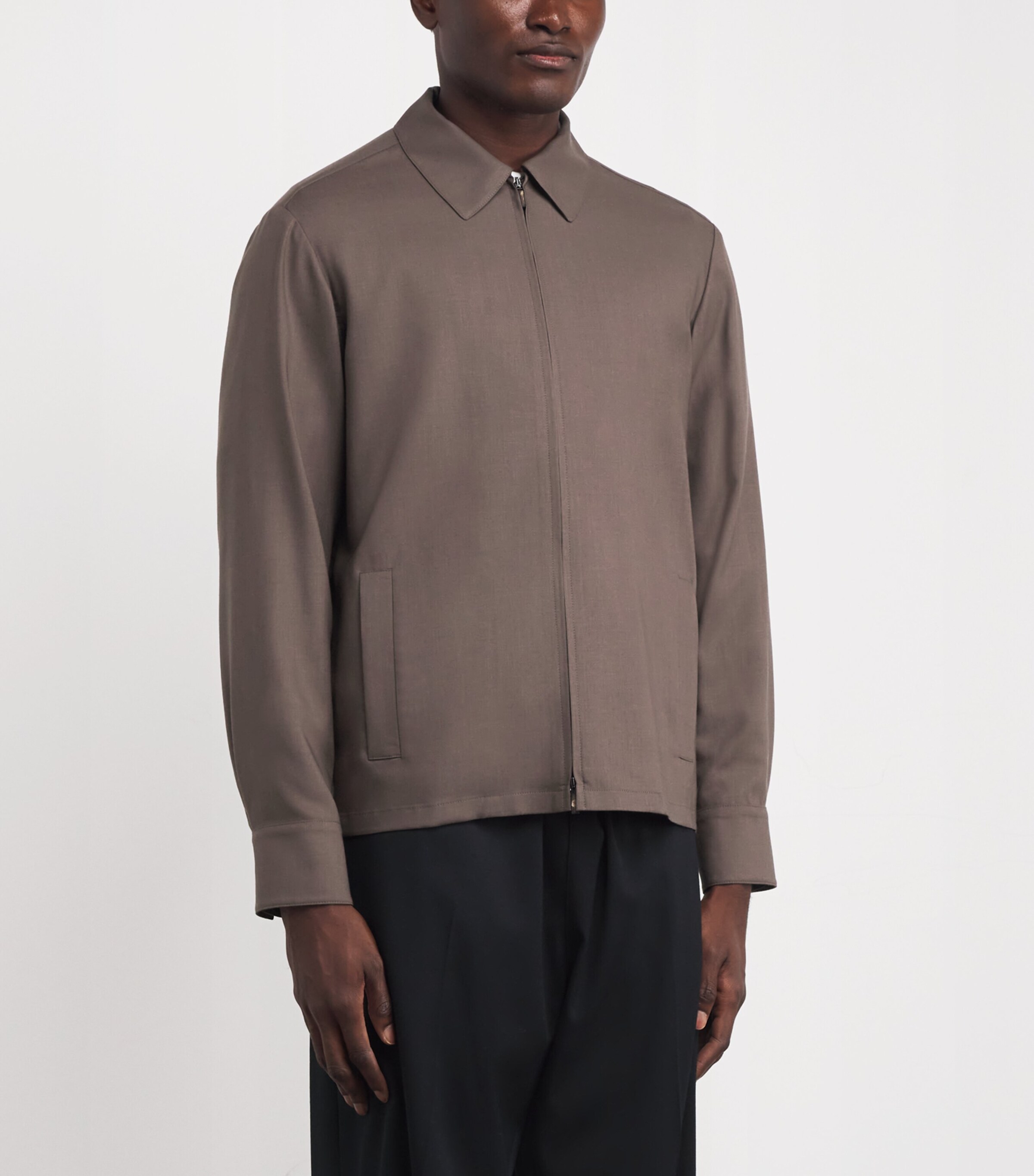 Colombo Mens Worsted Cashmere Shirt Jacket Dark Brown Image 3