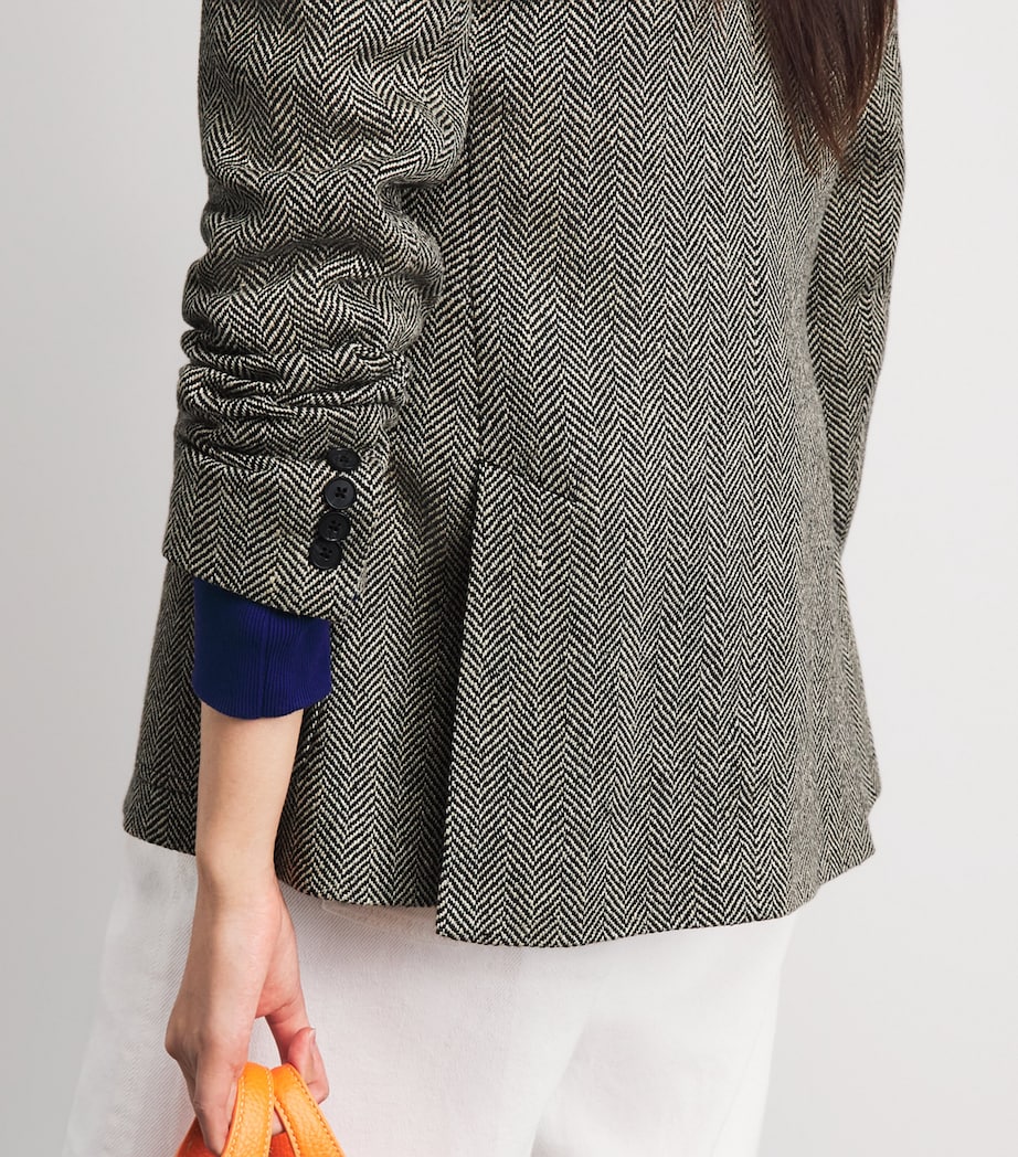 Polo Ralph Lauren Womens Linen-Silk-Wool Heritage Blazer Blk/bge Image 3