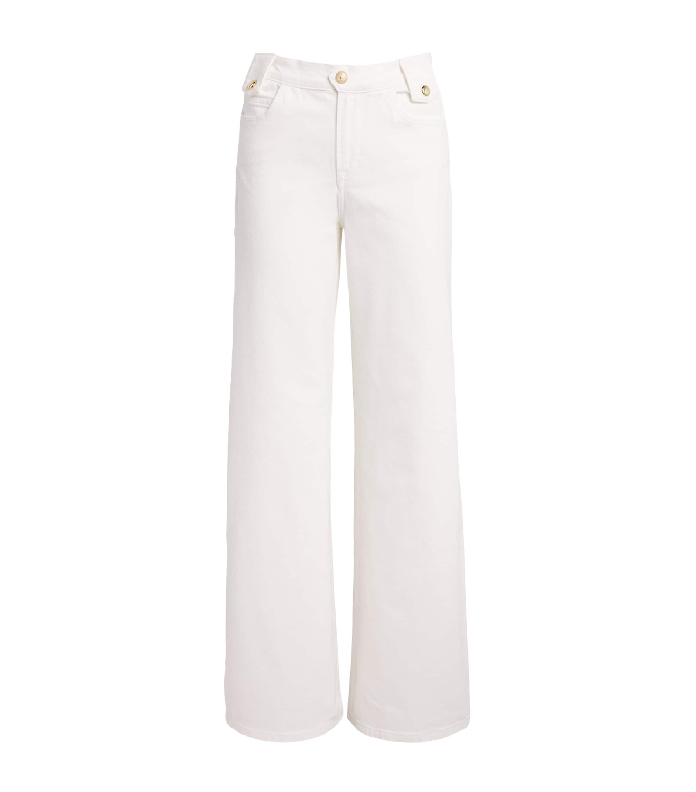Maje Womens Stretch-Cotton Flare Jeans White Image 1