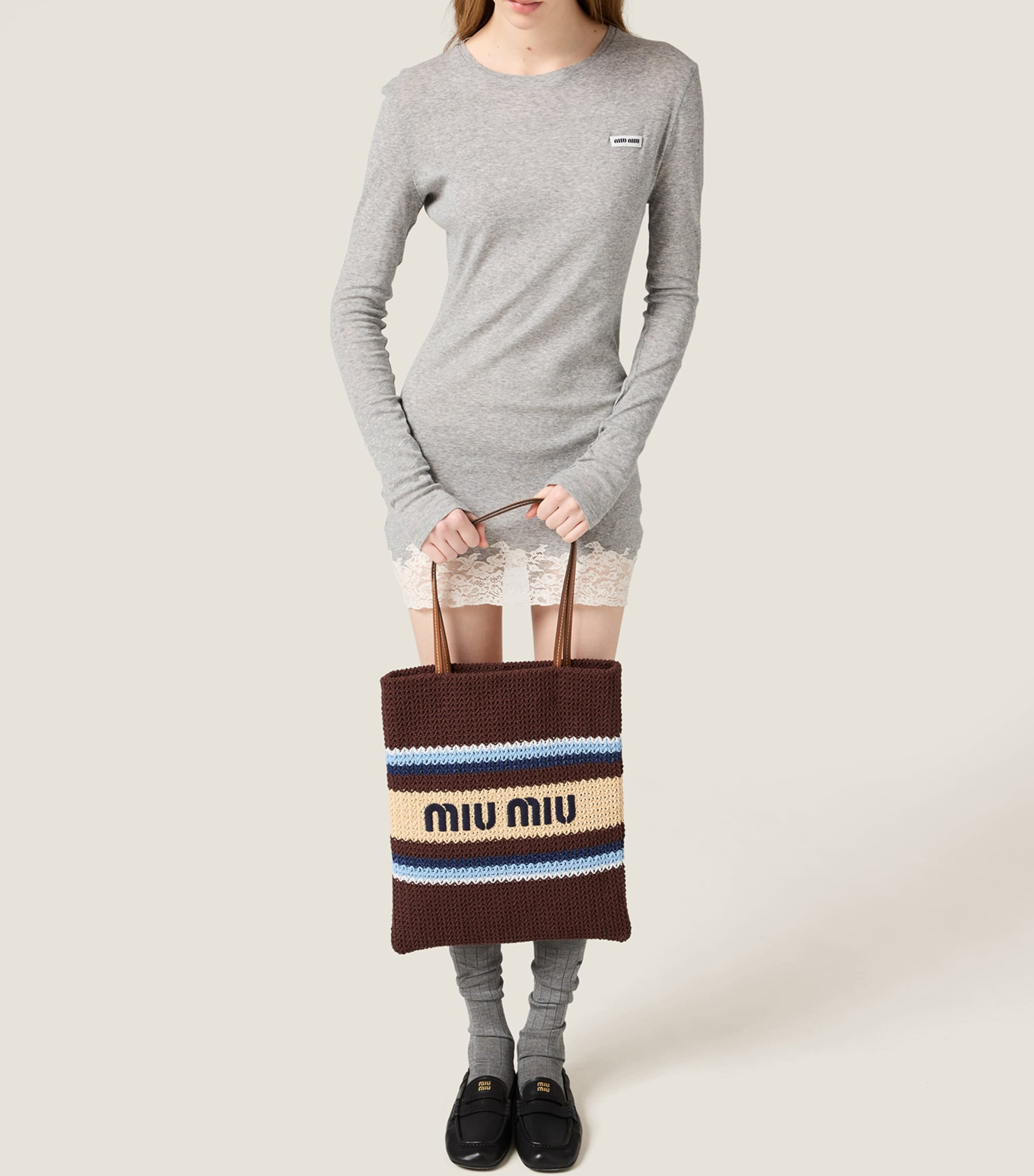 Miu Miu Woven Raffia-Effect Tote Bag Image 2