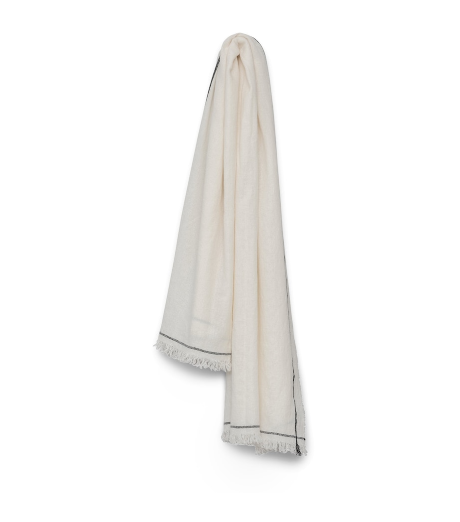 Cashmere-Linen Kos Washed Thorens Throw WHITE Image 1