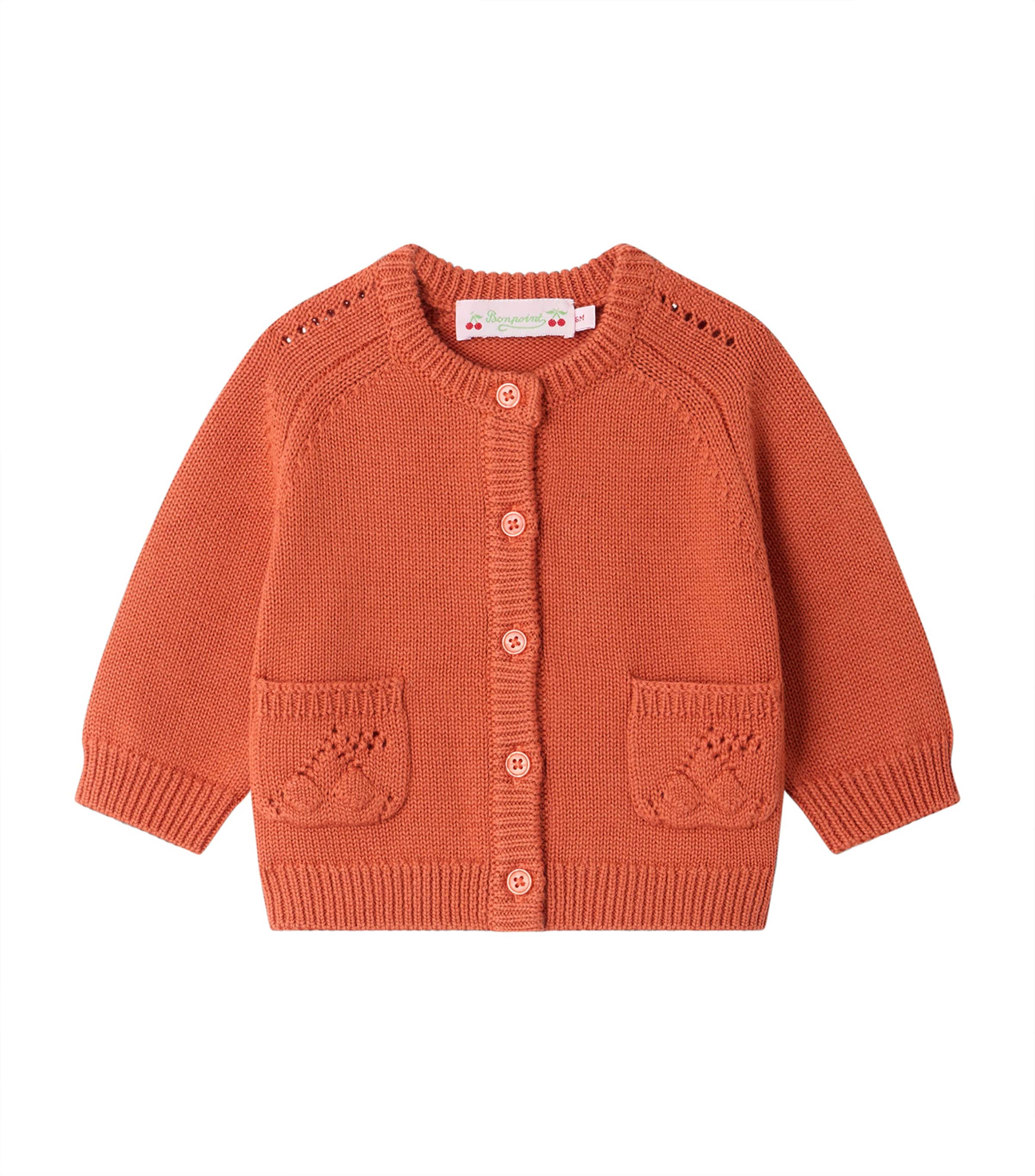 Bonpoint Kids'  Wool-cotton Elisea Cardigan In Orange