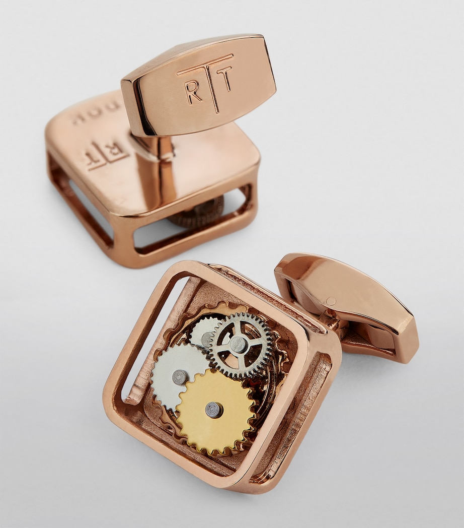 Rose Gold-Plated Square Gear Cufflinks ROSE GOLD Image 5