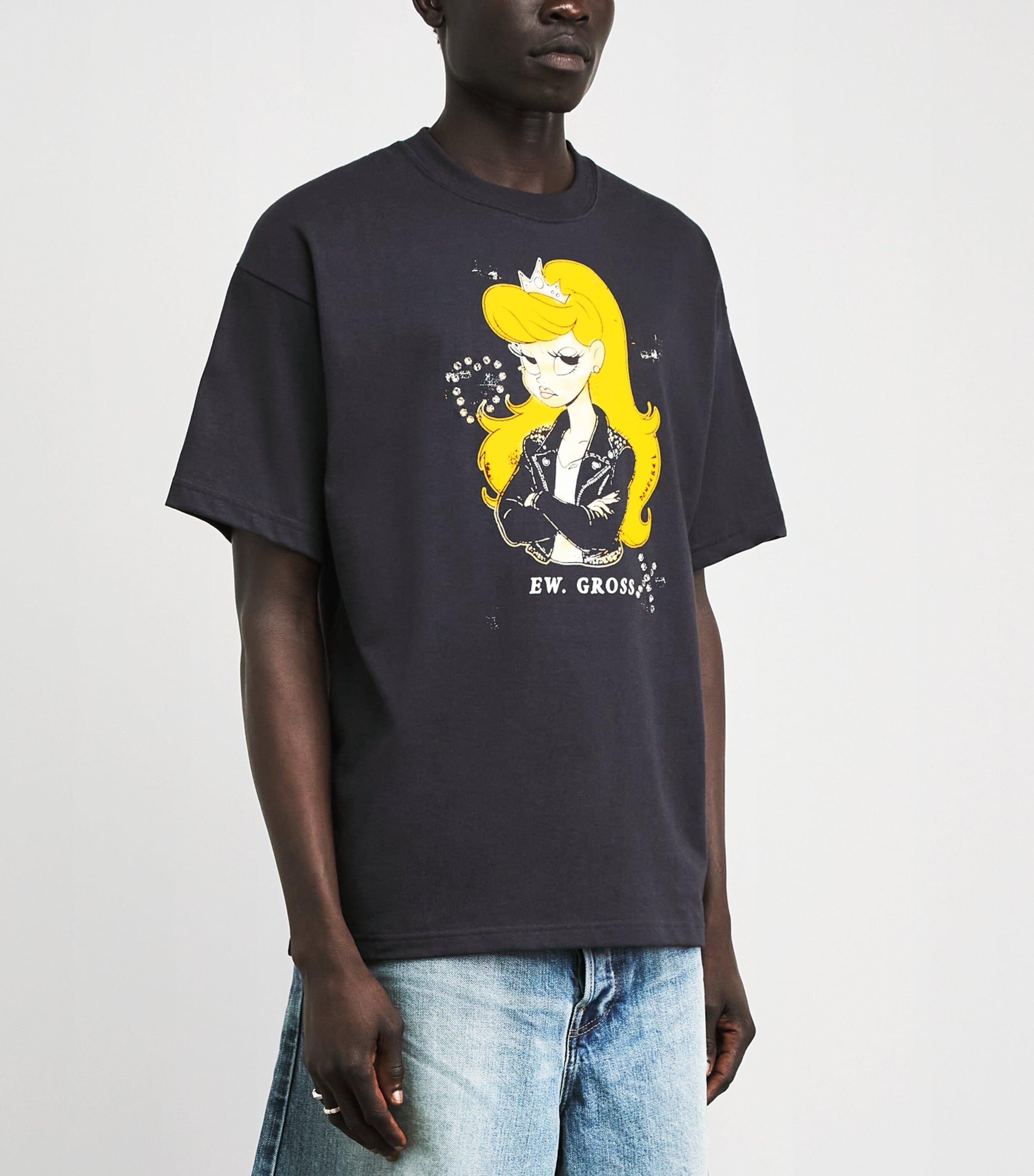 DOMREBEL Mens Cotton Eye Roll T-Shirt Old Black Image 4