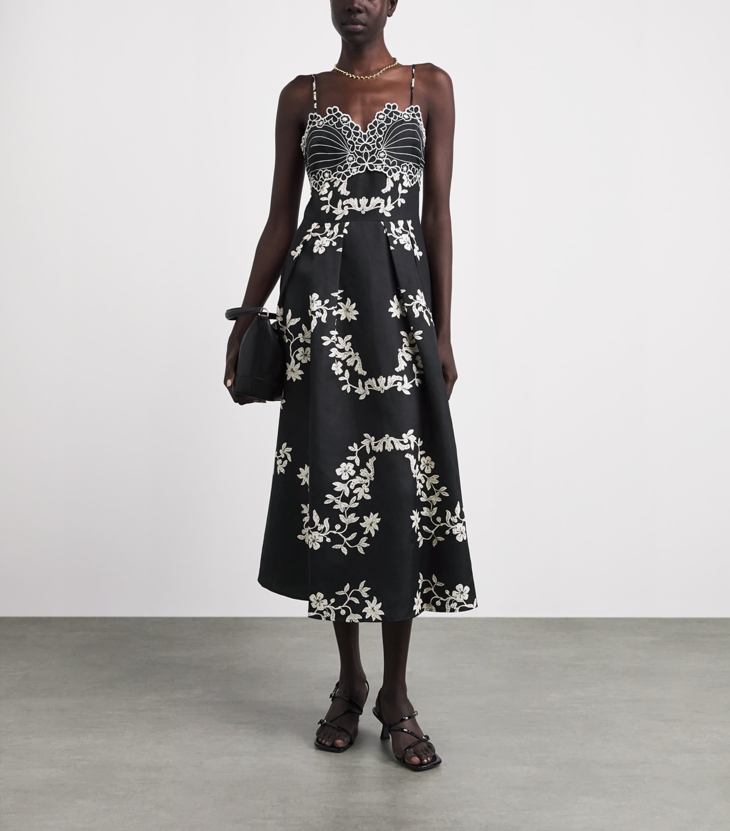 Claudie Pierlot Womens Embroidered Floral Midi Dress Dark Print Image 2