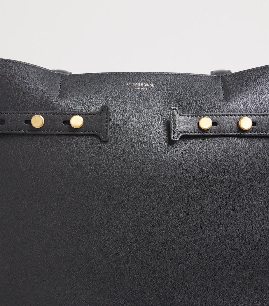Thom Browne Leather Cabas Tote Bag Black Image 6