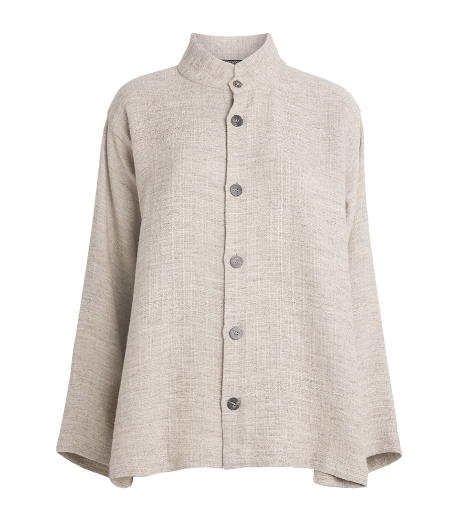 Eskandar Womens Linen-Blend Tweed Caucasus Jacket Natural Image 1