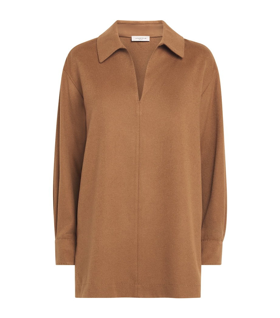 Lafayette 148 Womens Camel Hair Pullover Blouse Vicuna Image 1