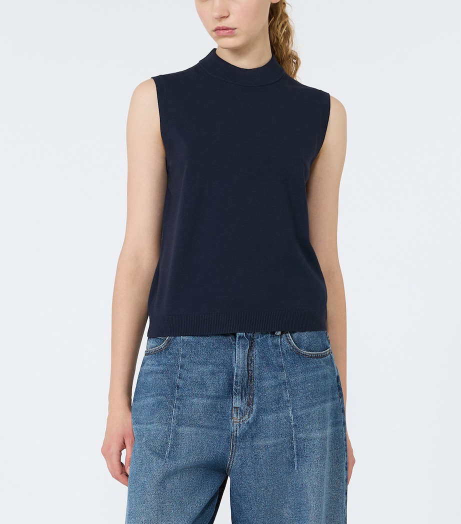 Weekend Max Mara Womens Sleeveless High-Neck Sweater Navy Image 3