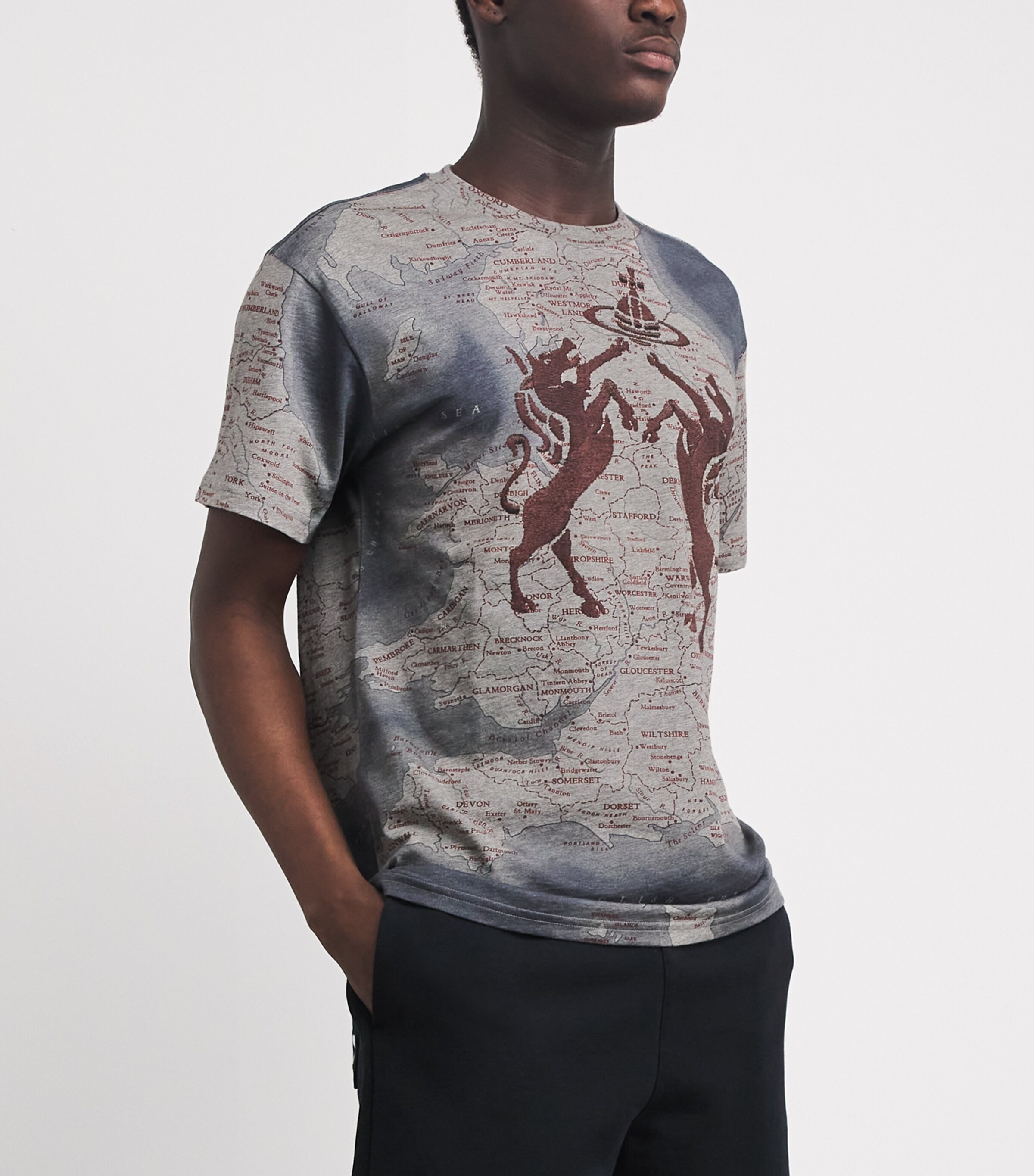 Vivienne Westwood Mens Organic Cotton Horses T-Shirt Grey Melange Image 4