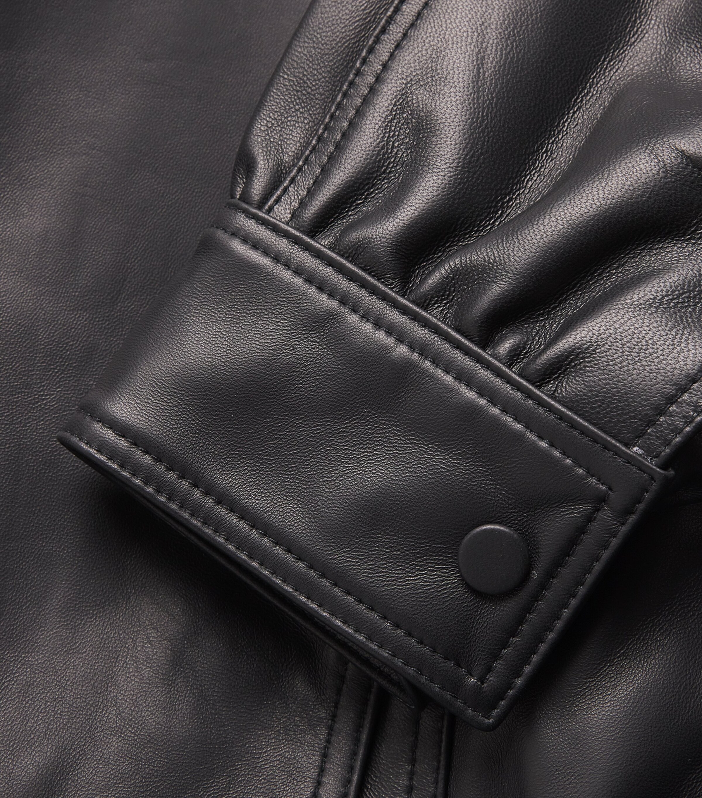 Double-Breasted Leather Jacket BLACK Image 1