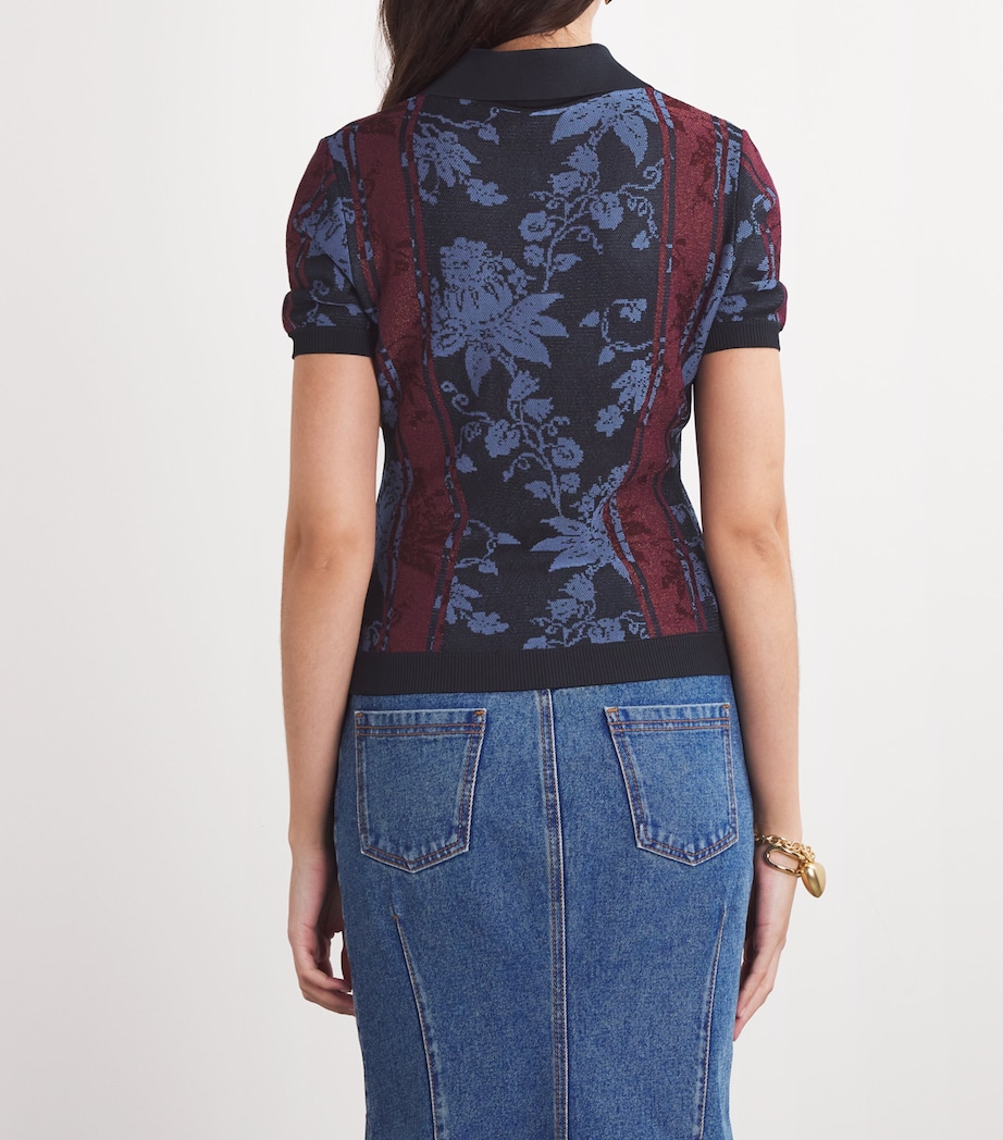 Etro Womens Jacquard Polo Shirt Image 4