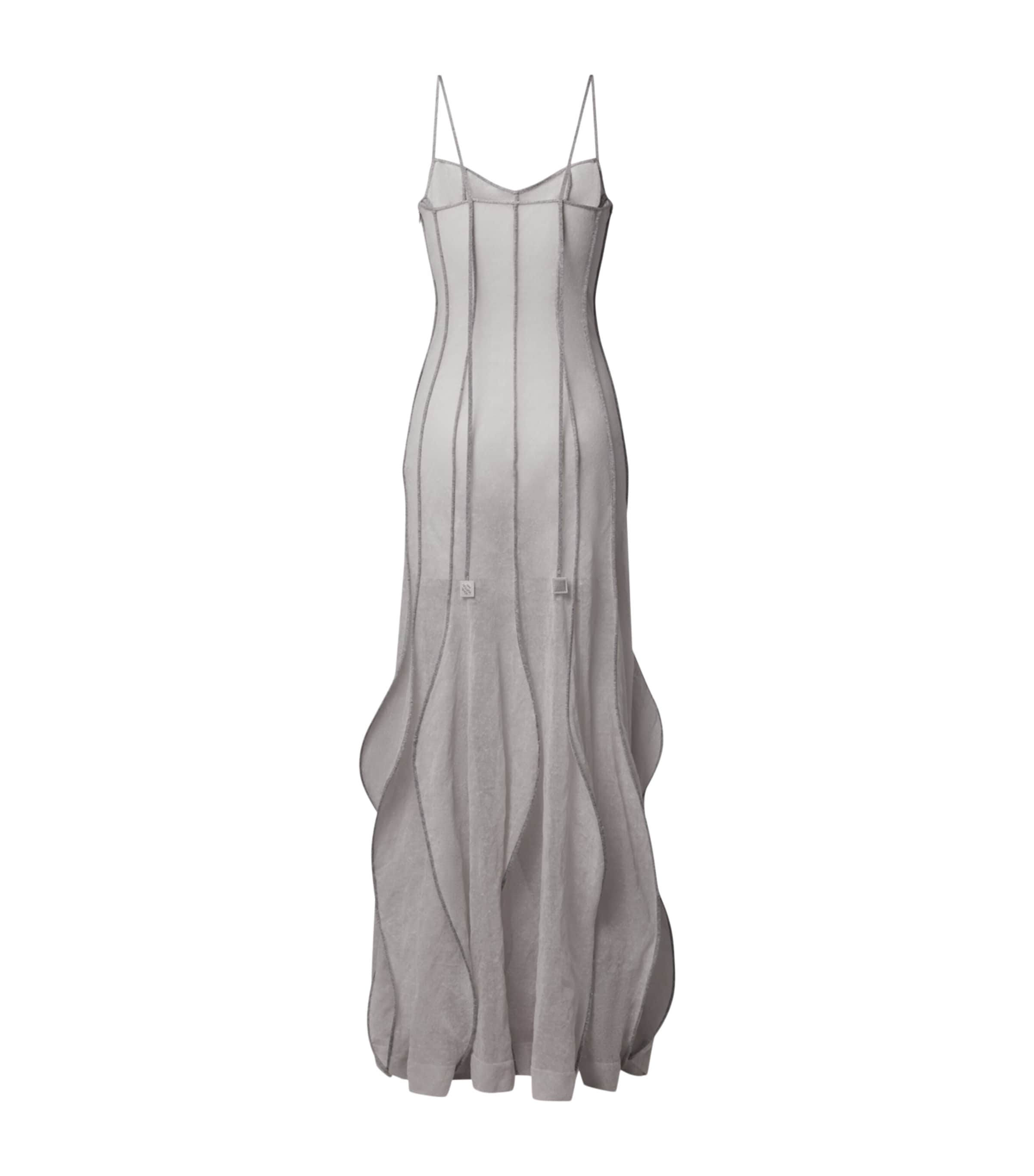 LOUIS VUITTON Womens Sheer Knitted Maxi Dress Metallic Image 2