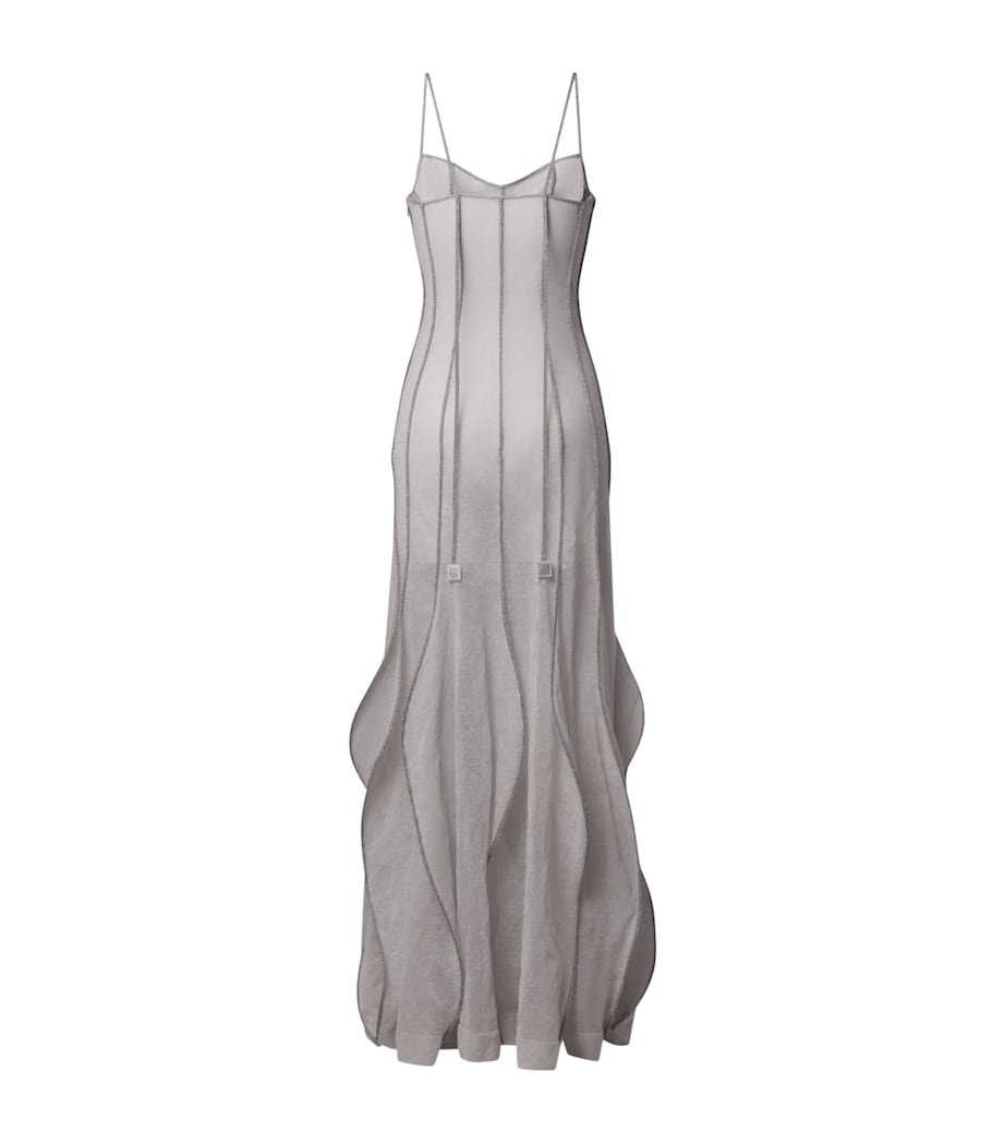 LOUIS VUITTON Womens Sheer Knitted Maxi Dress Metallic Image 2