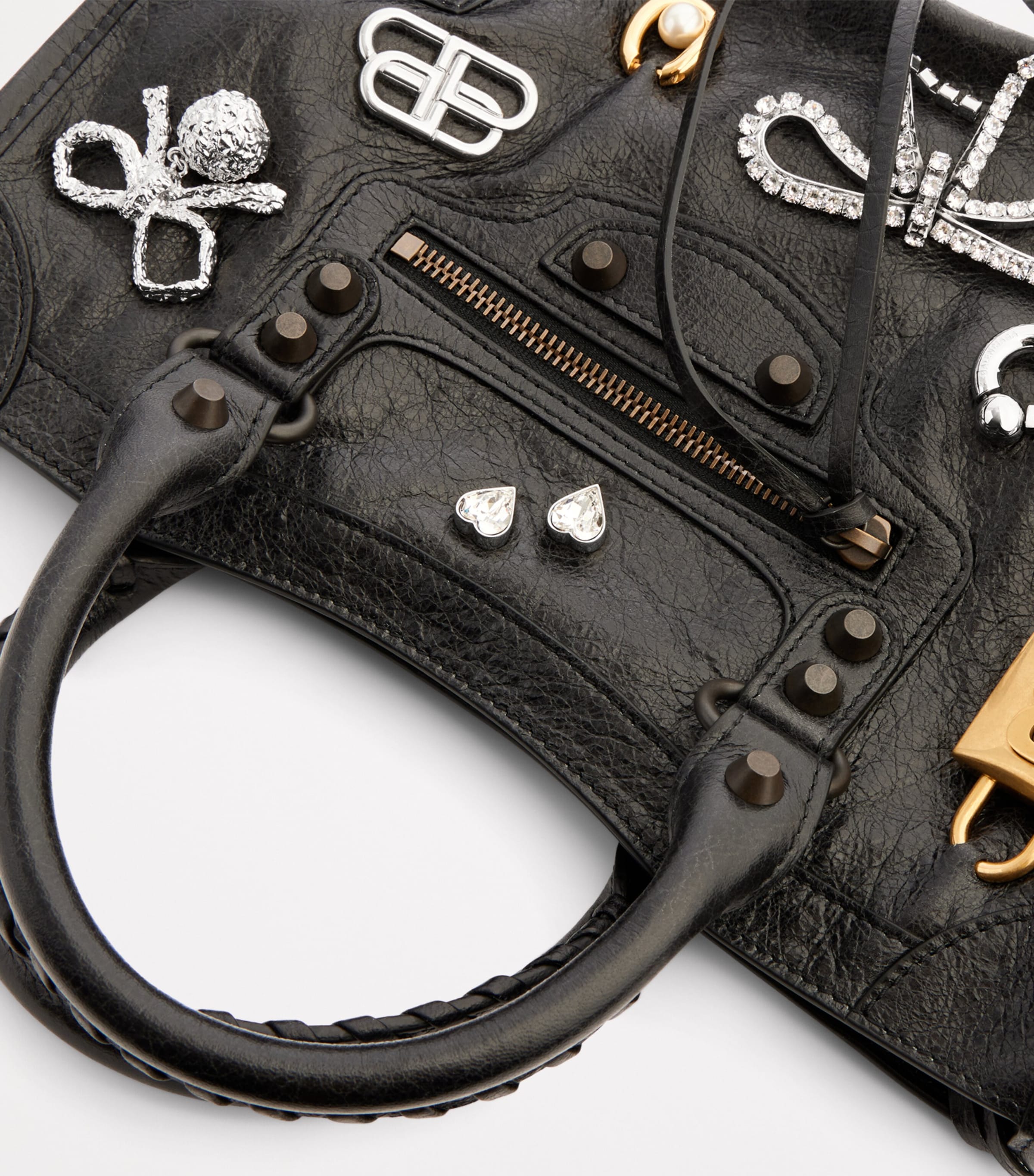 Balenciaga Small Lambskin Embellished Le City Top-Handle Bag Image 6