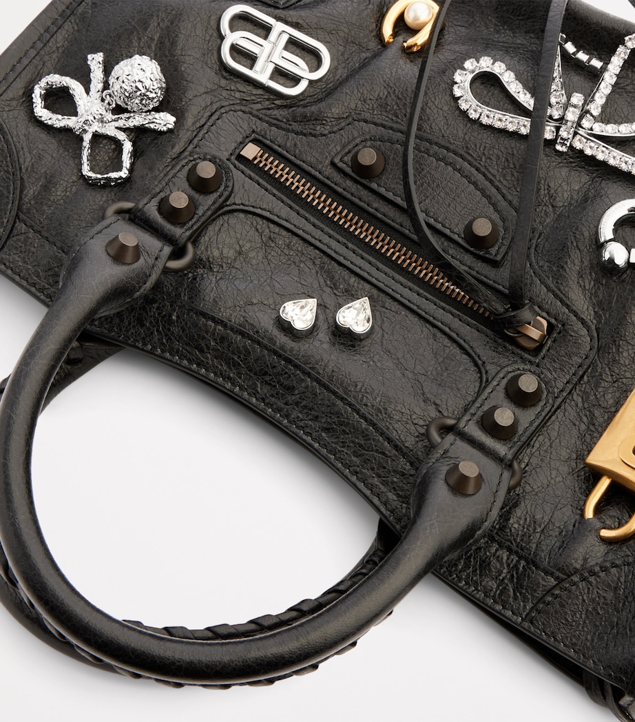 Balenciaga Small Lambskin Embellished Le City Top-Handle Bag Image 6