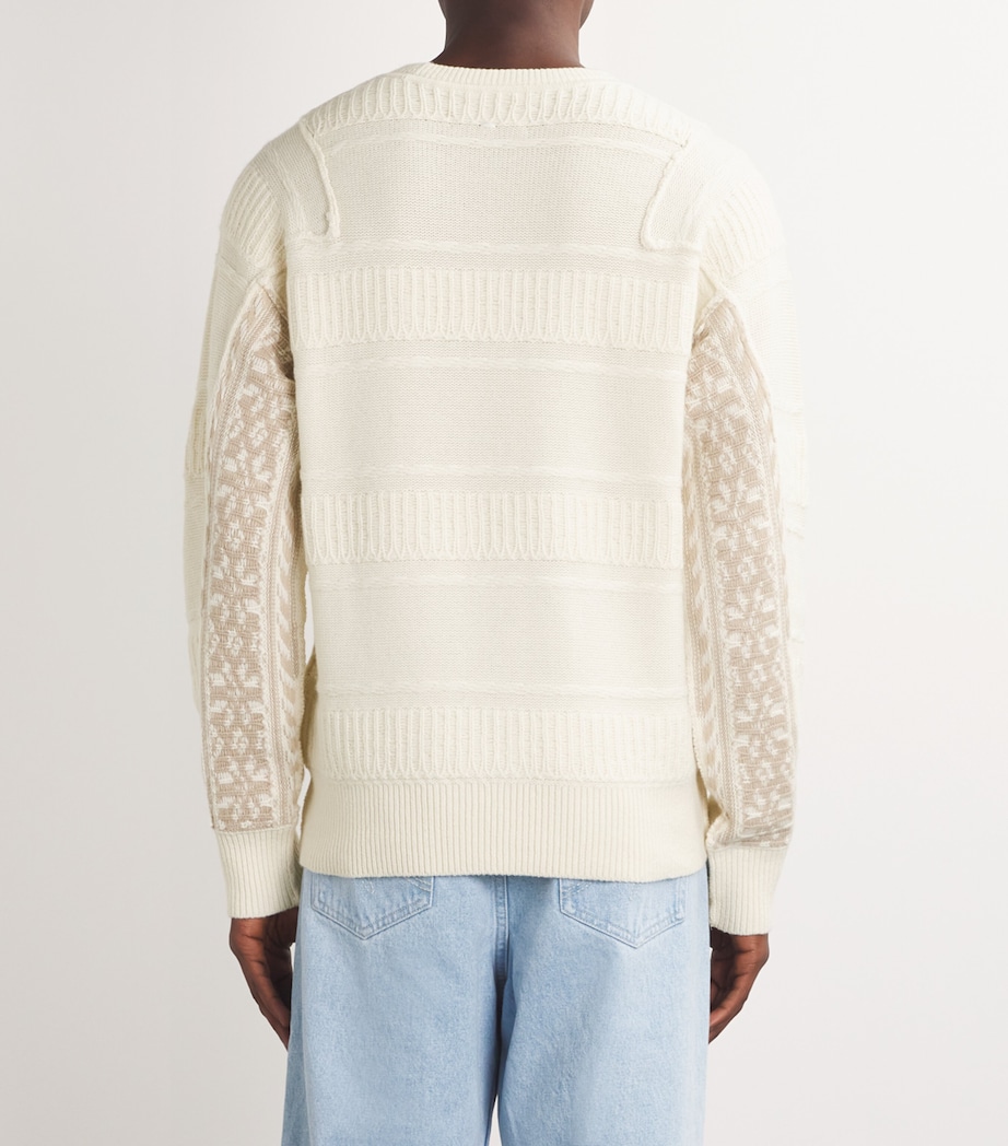 Rag & Bone Mens Merino-Blend 3D Jacquard Sweater Ivory Image 4