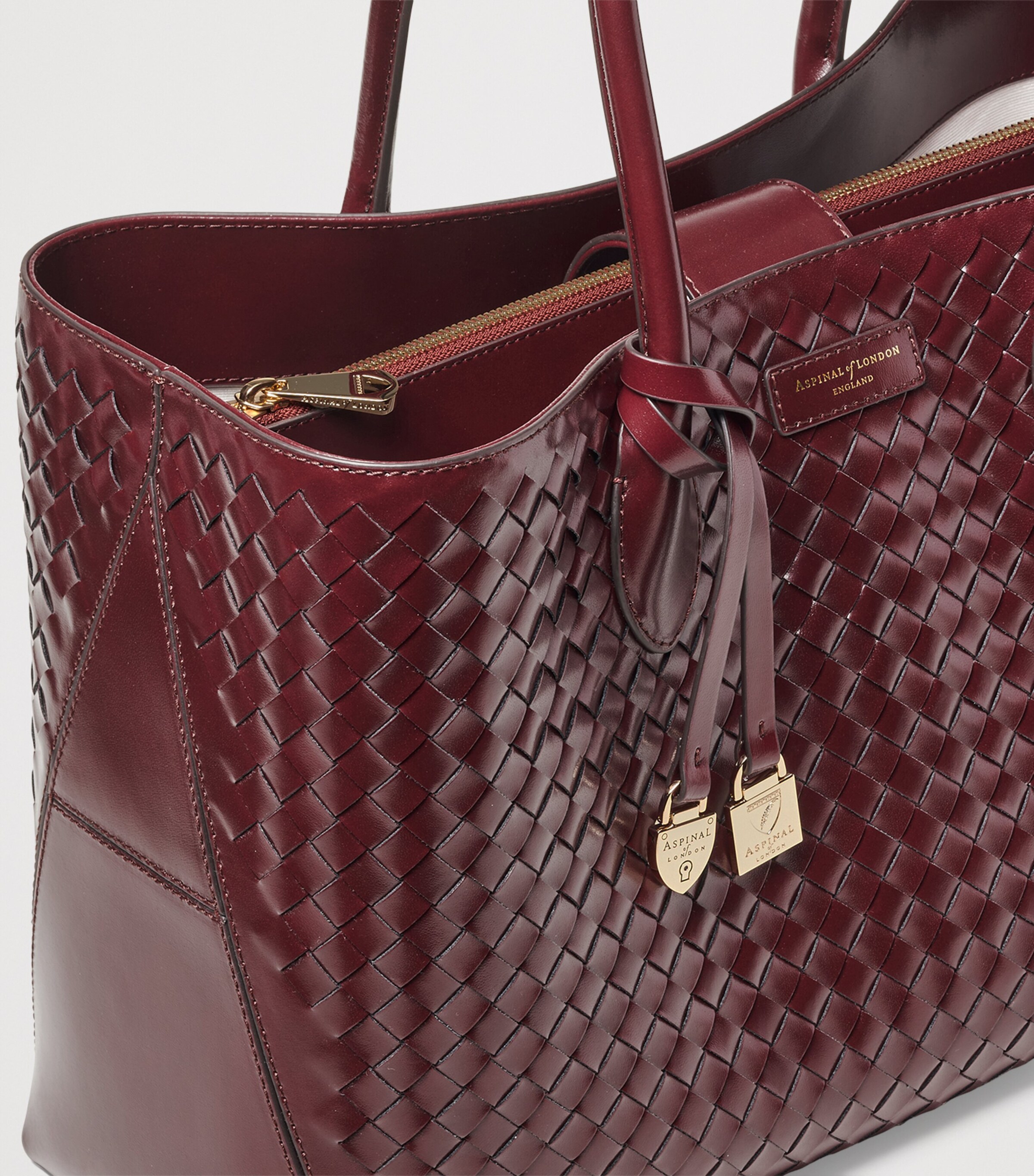 Leather London Tote Bag BURGUNDY Image 4