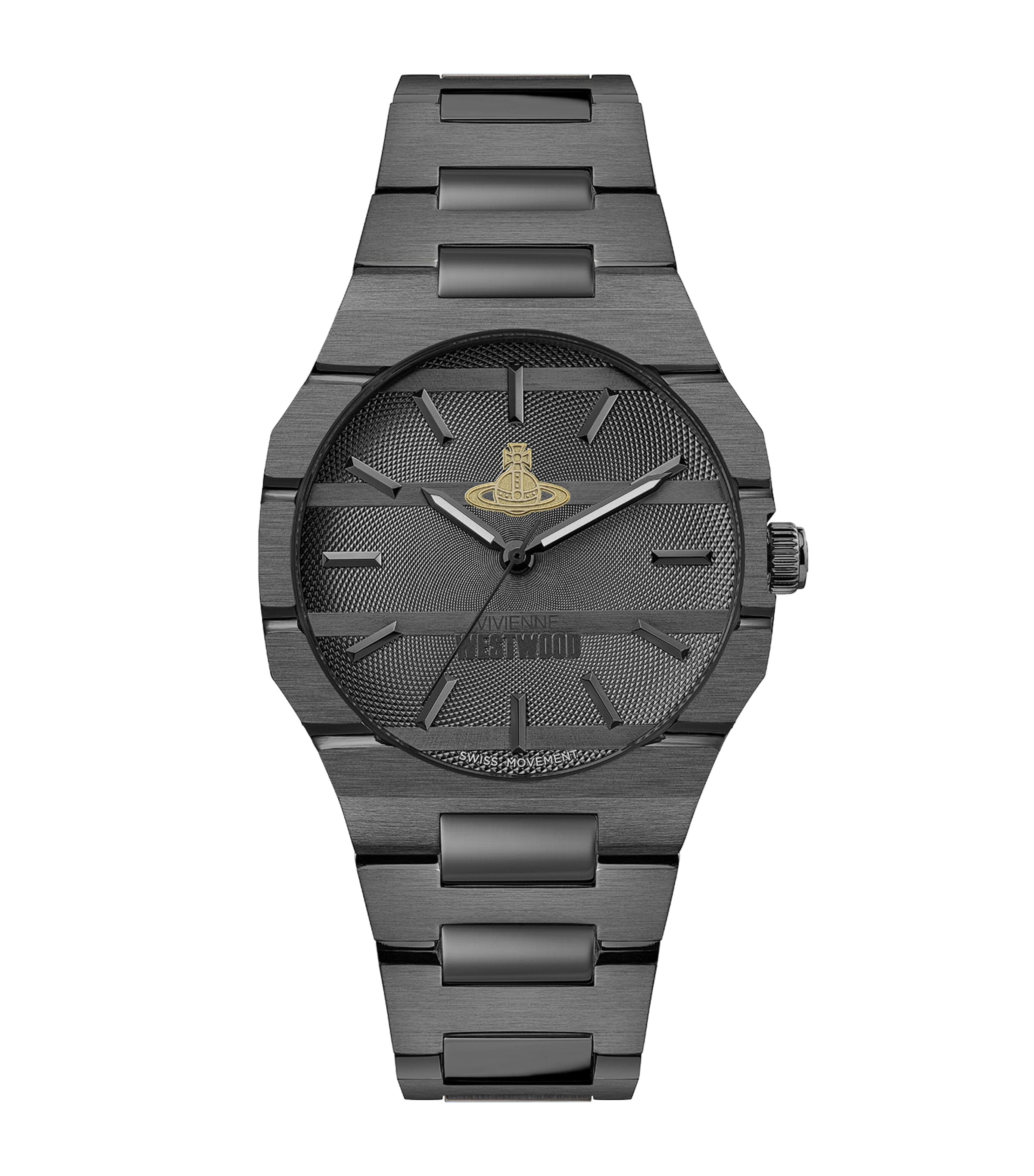 Vivienne Westwood Stainless Steel The Bank Watch In Black