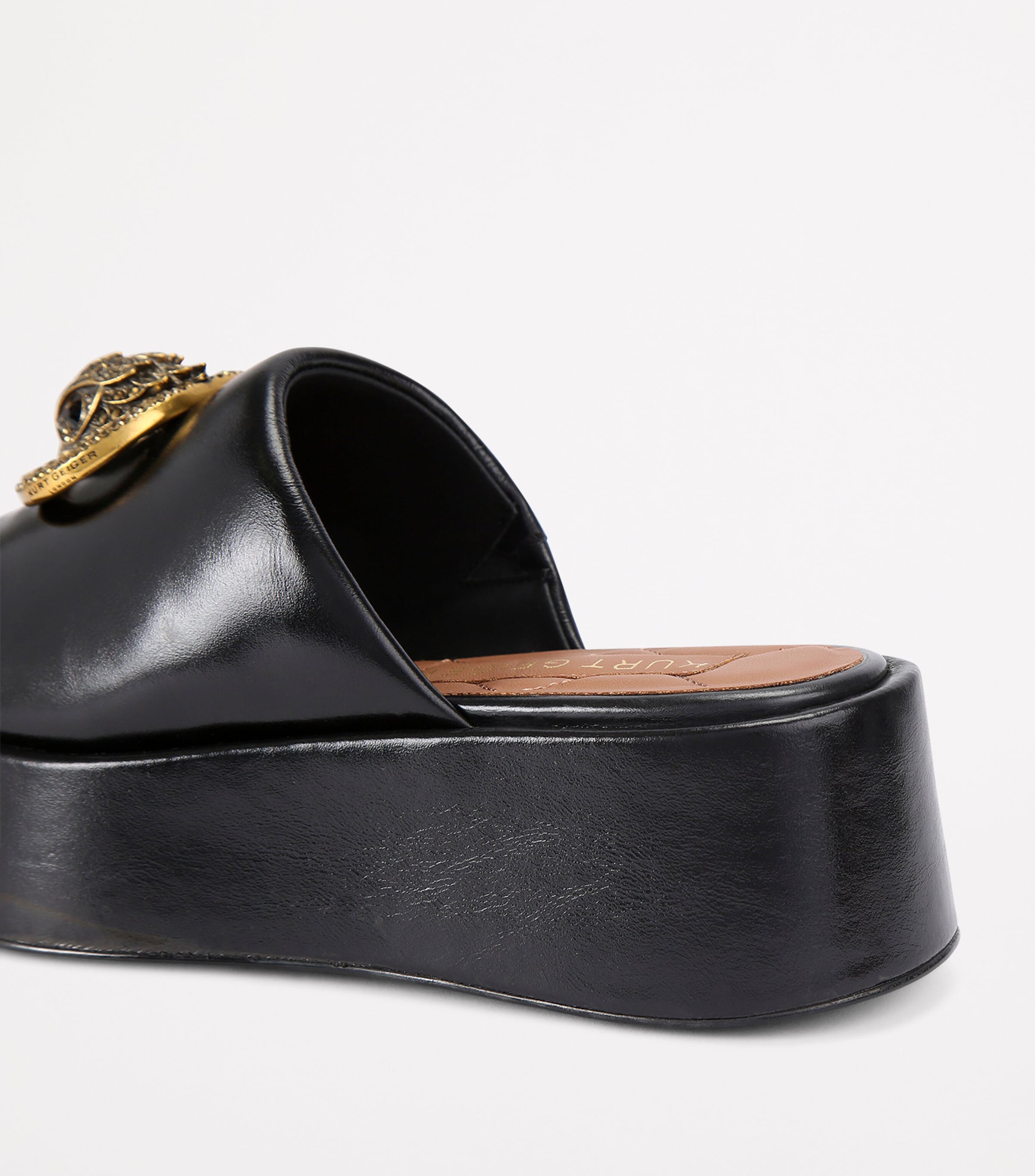 Leather Chelsea Flatform Mules BLACK Image 2