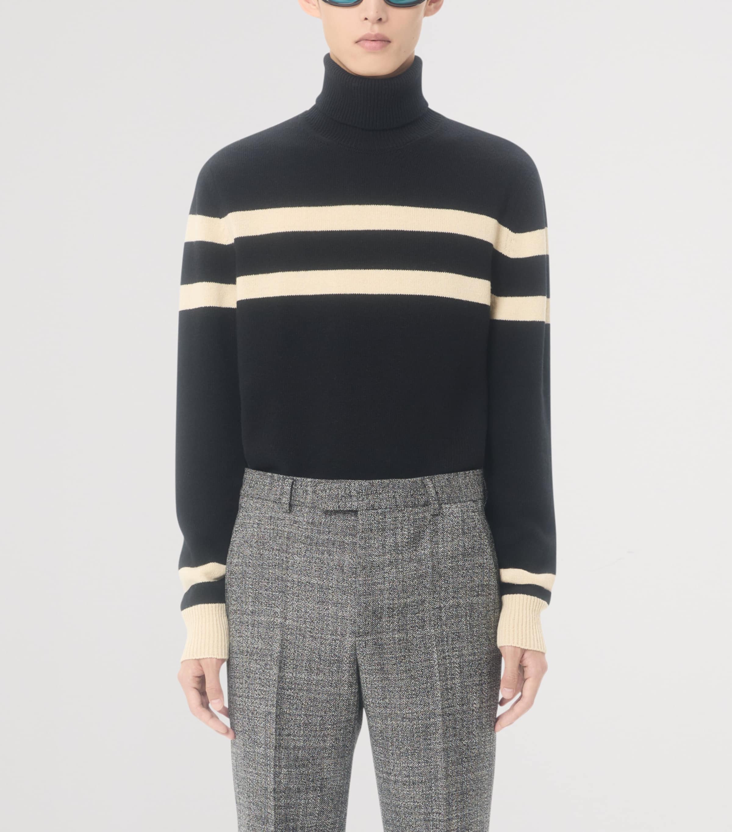 Virgin Wool Stripe Rollneck Sweater 9RA Image 2