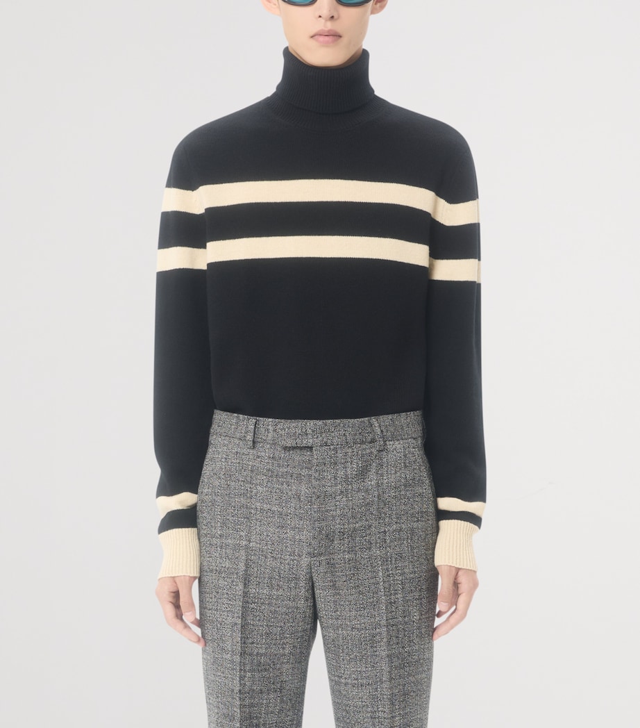 Virgin Wool Stripe Rollneck Sweater 9RA Image 2