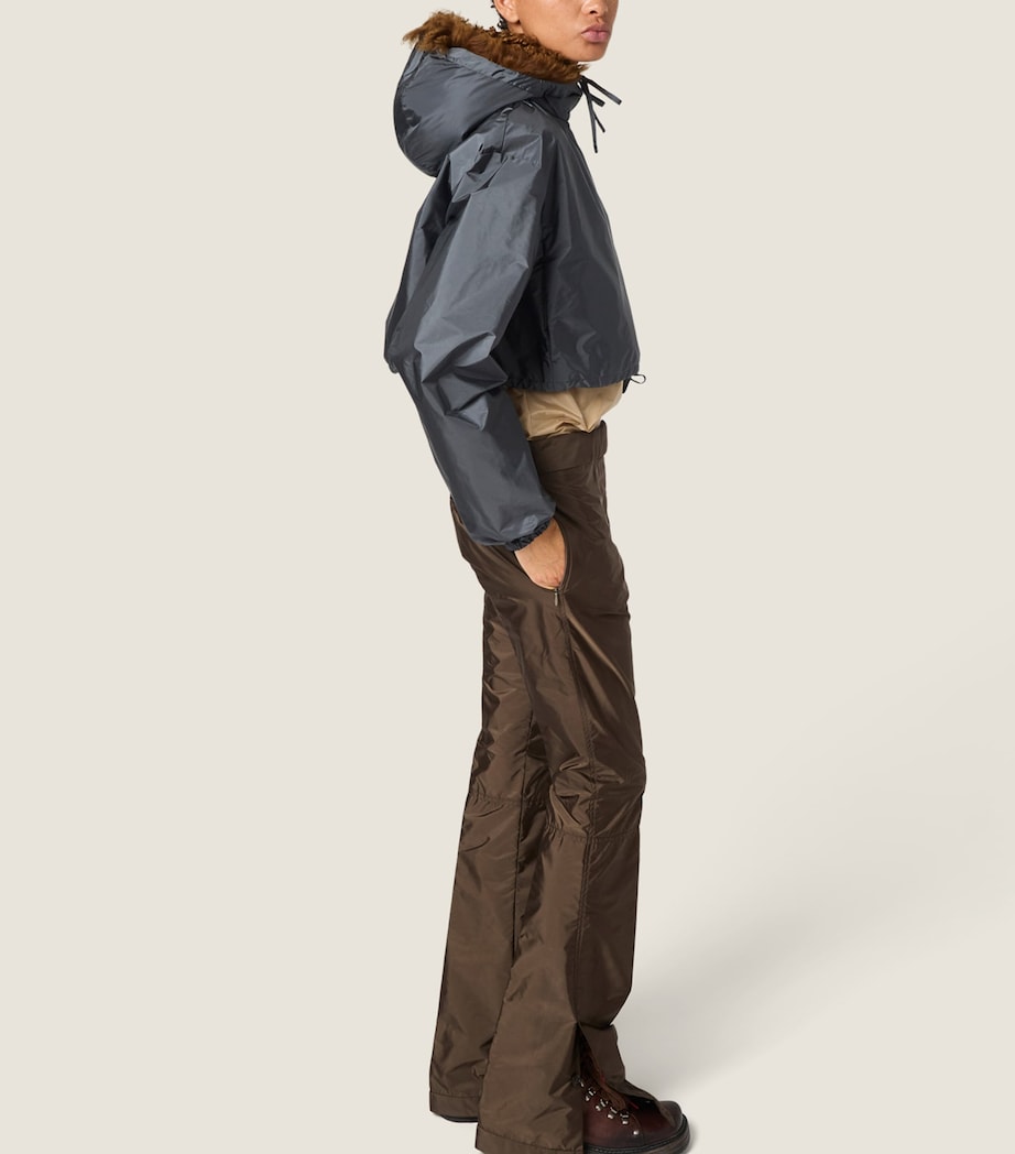 Miu Miu Womens Technical Fabric-Shearling Jacket Grey Image 5