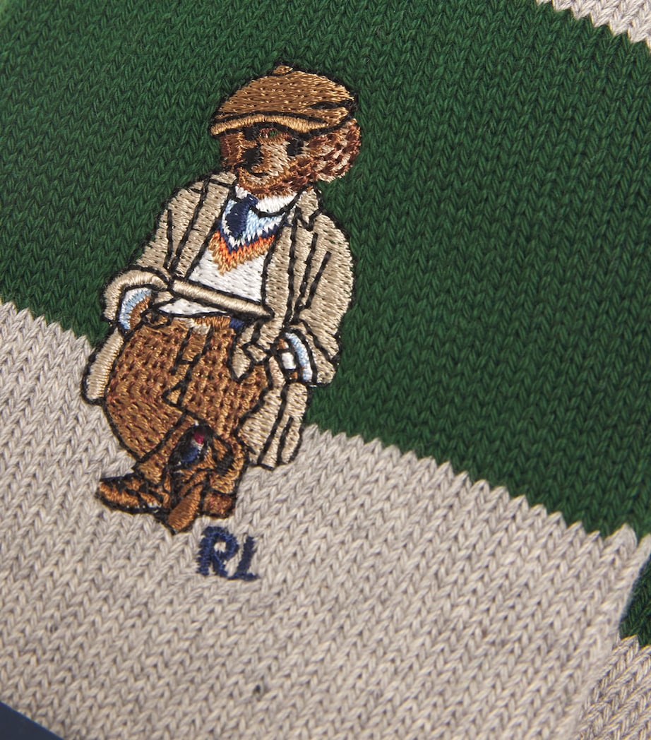 Cotton-Blend Polo Bear Stripe Socks GREY Image 2
