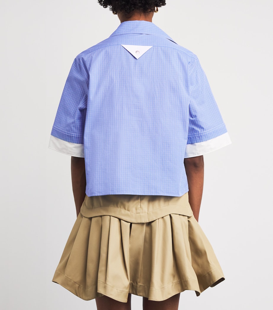 Cotton Oversized Check Shirt CIEL / BLANC Image 4