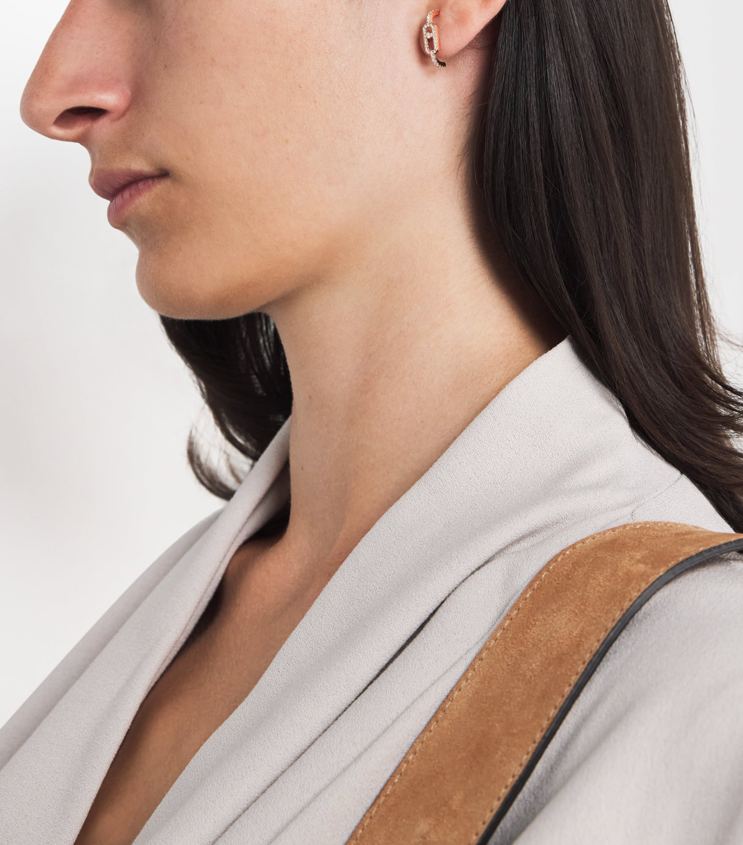 Pink Gold and Diamond Move Uno Single Clip Earring PINK GOLD Image 2