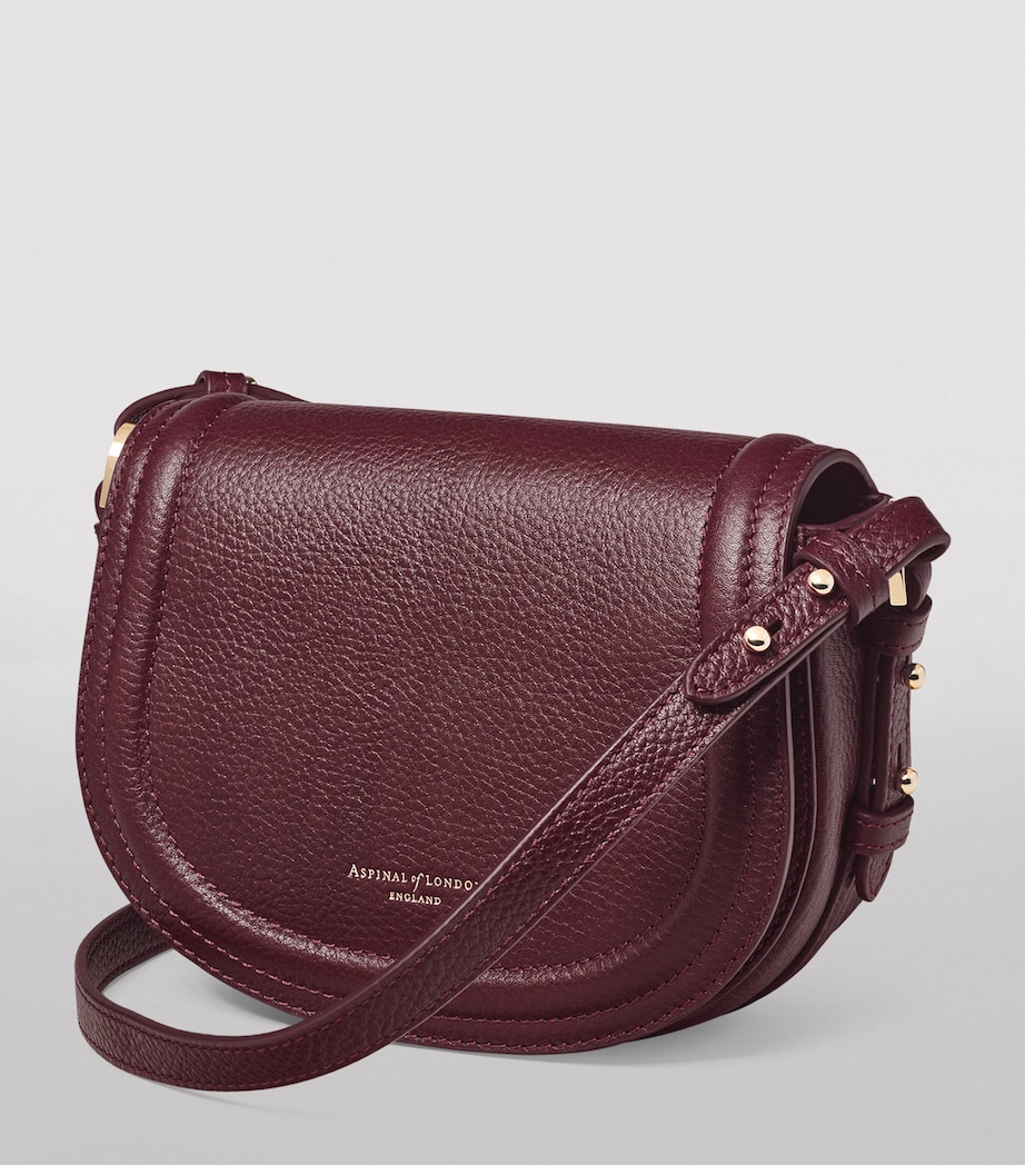 Small Leather Stella Cross-Body Satchel BURGUNDY Image 2