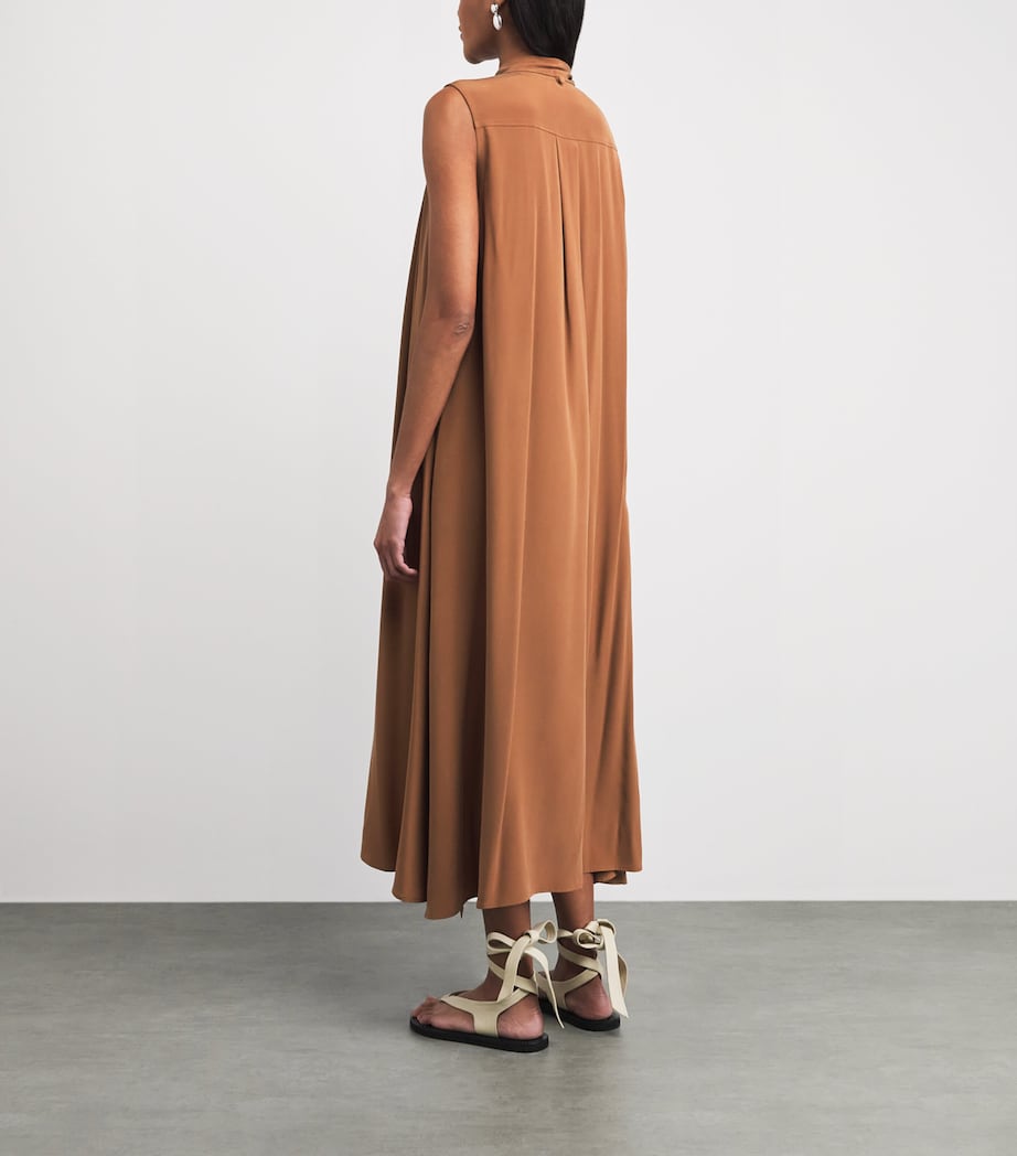 Yves Salomon Womens Silk Crepe de Chine Midi Dress Image 4