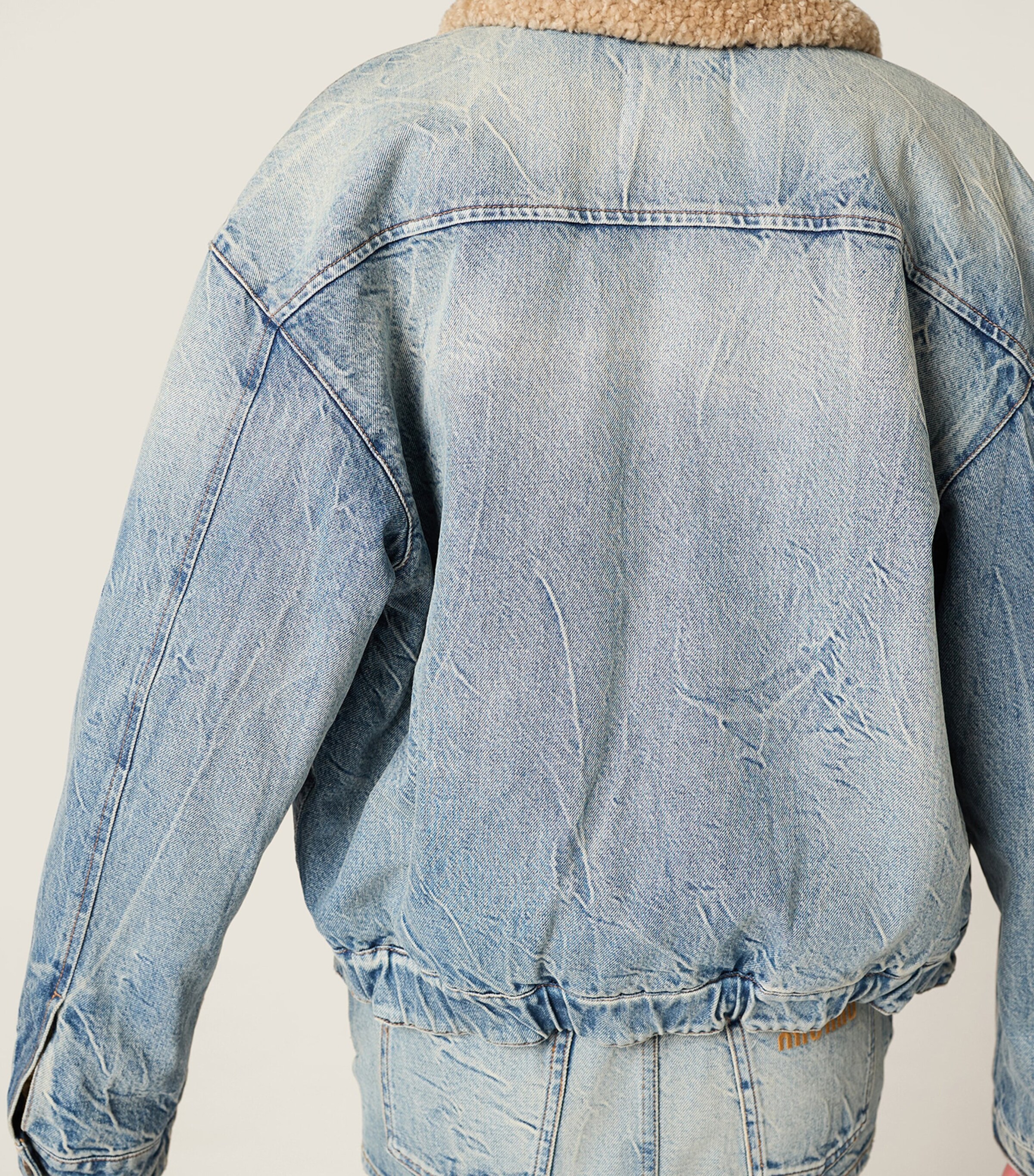 Shearling Denim Jacket F0076 Image 6